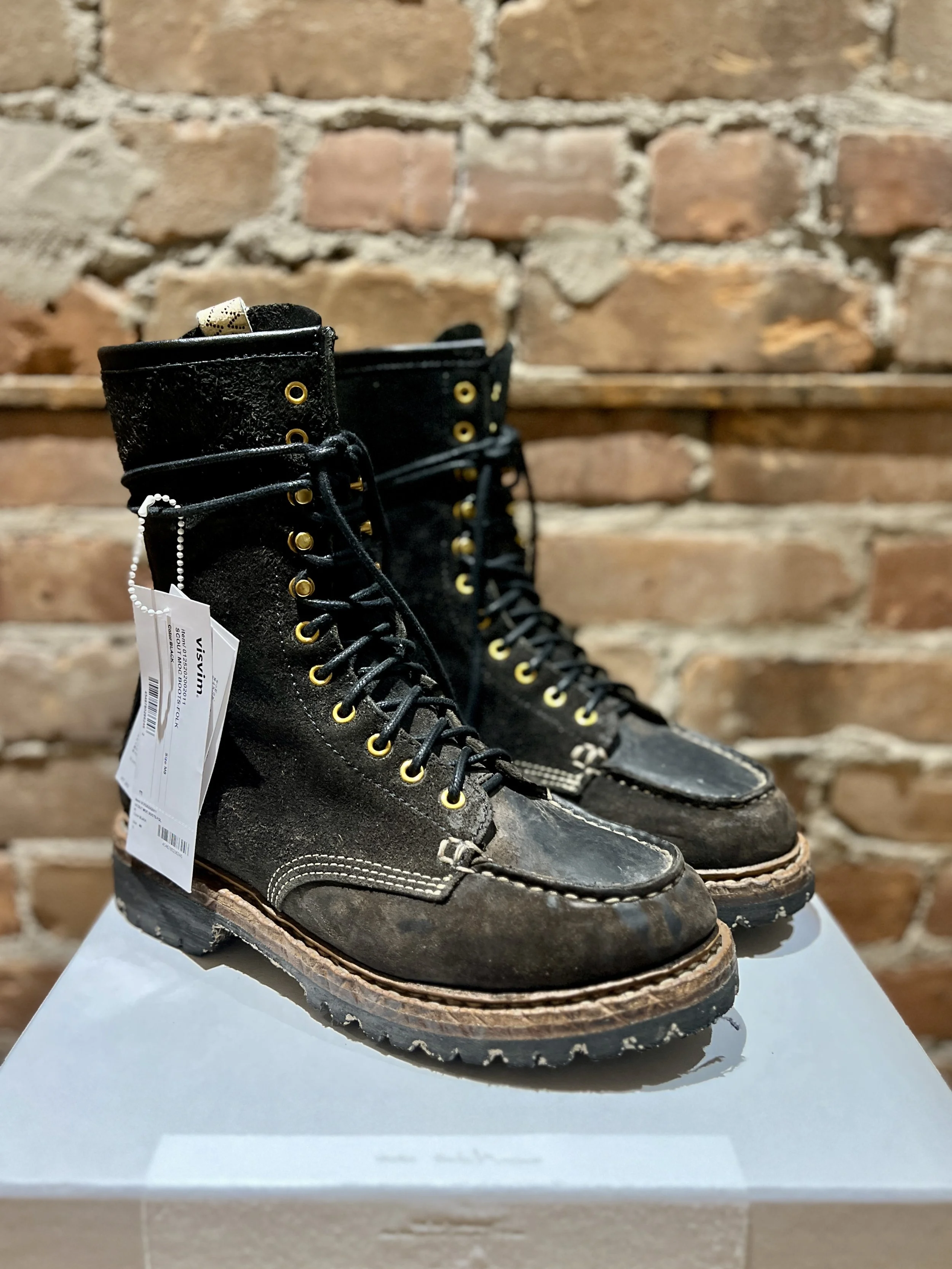 NWT VISVIM Scout Moc Boots S-Folk - Black Suede - Size US M8