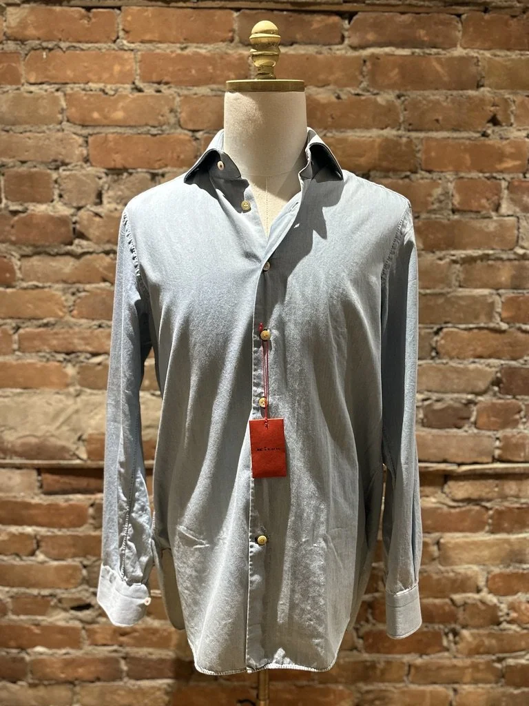 Kiton Napoli Light Blue Cotton Dress Shirt – Size 42 / 16.5” – Made in Italy