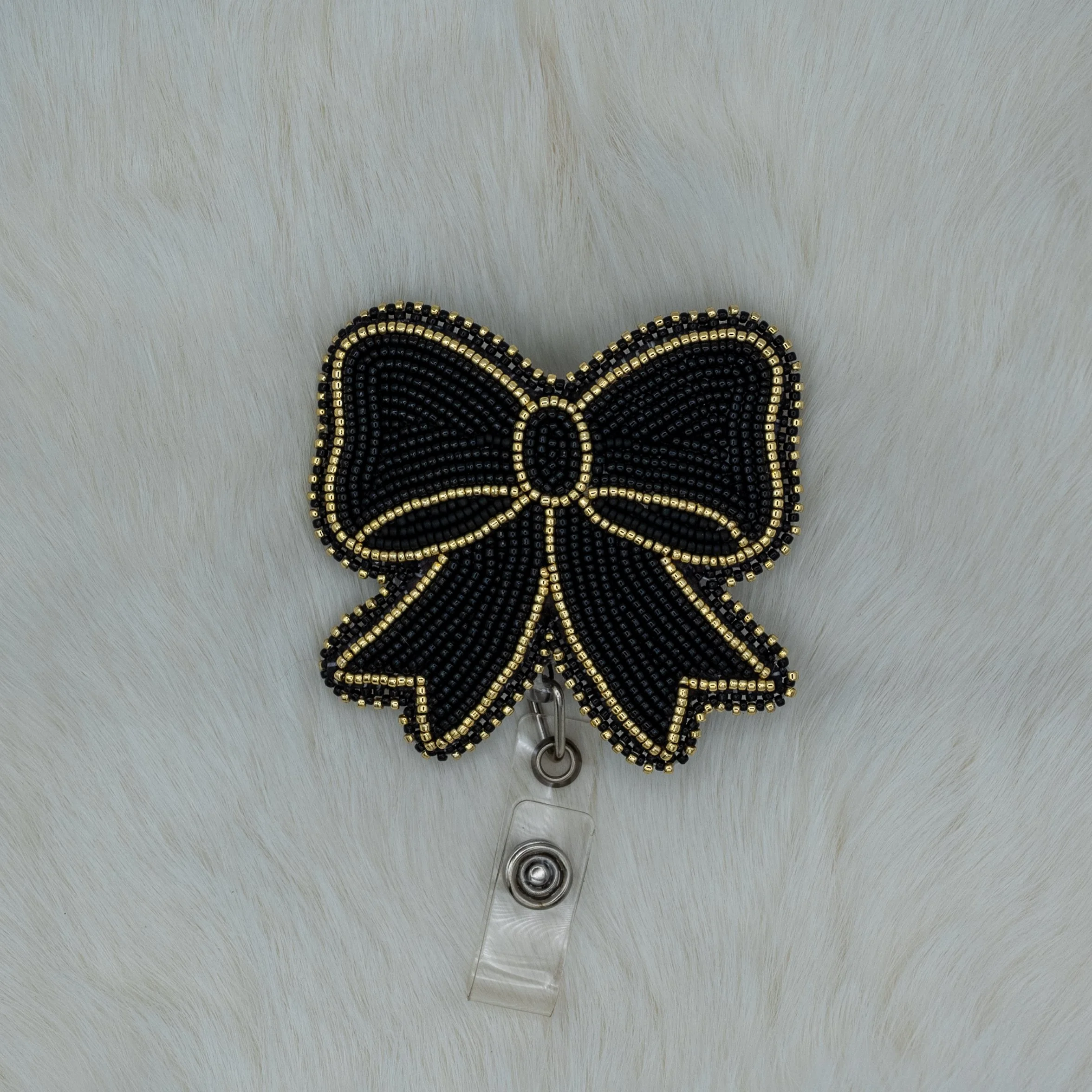 Black & Gold Bow Badge Reel