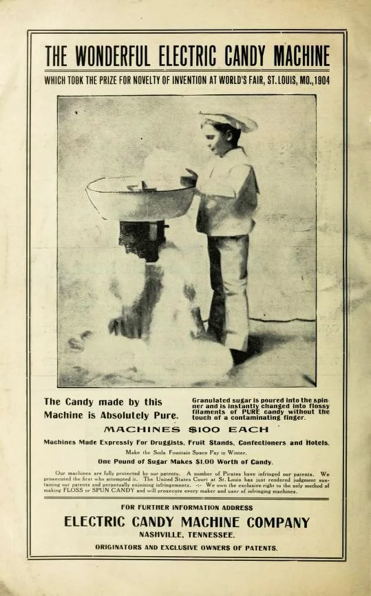 Poster promoting “the wonderfull electric candy machine”, 1904.