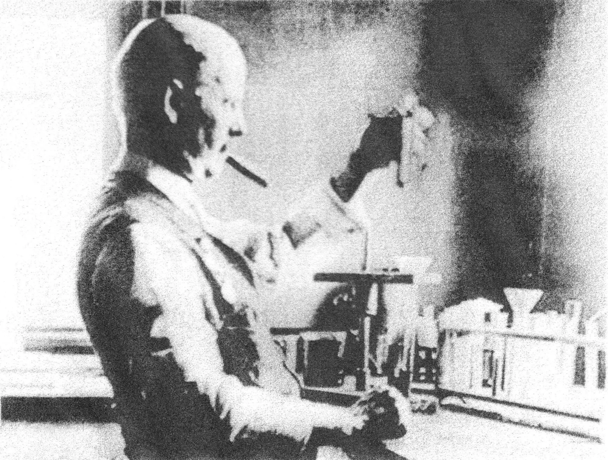 Edward Goodrich Acheson in the lab with his omnipresent cigar