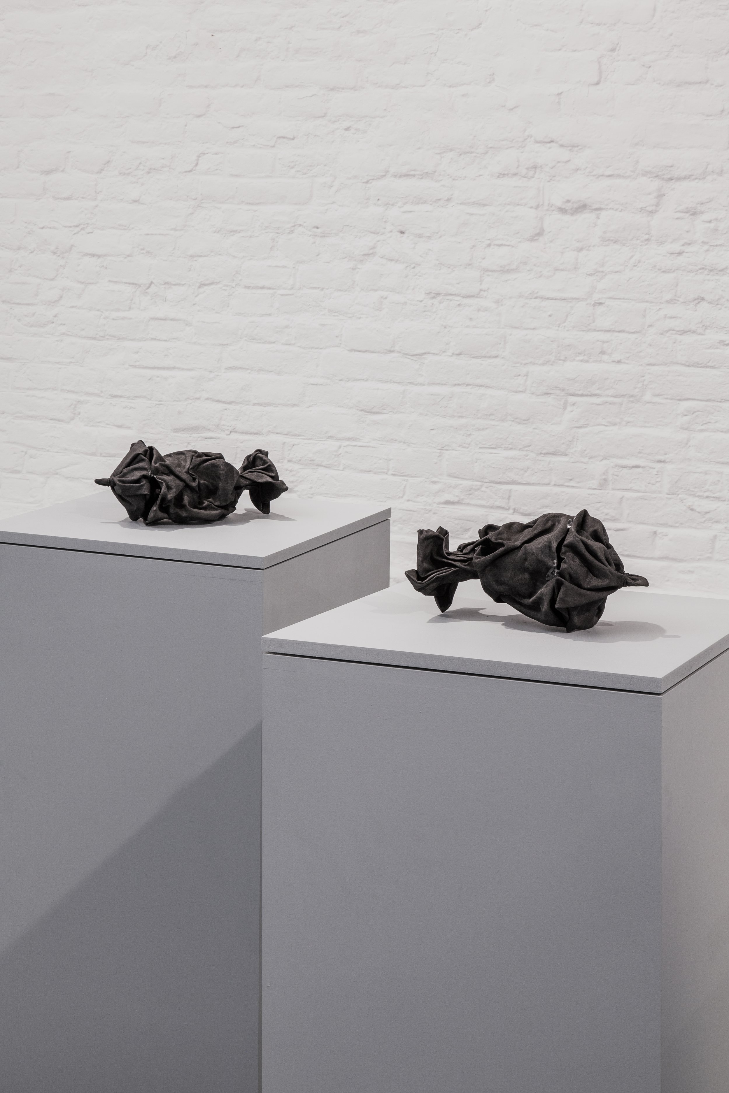 Jenna Kaes, Petrified urns out of cotton, using the petrification process, detail, with Emile De Visscher, part of the Exhibition “Au Charbon!” at Grand-Hornu, 2023. Image credits: Emile Barret.