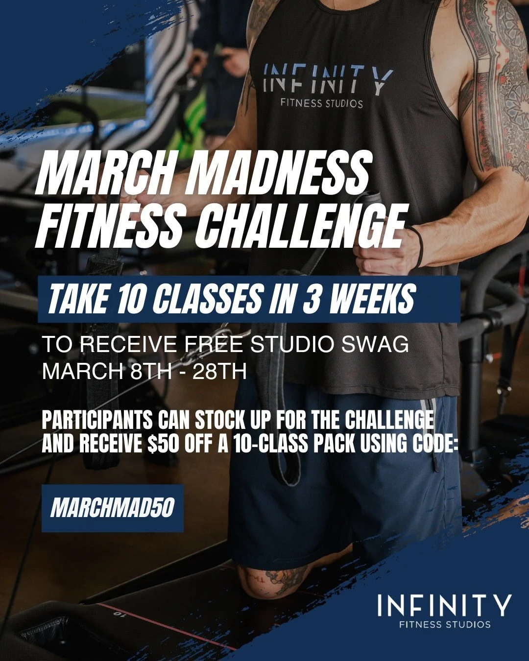 March Madness is here, and we&rsquo;re turning up the heat 💪🔥 

Take 10 classes in 3 weeks and earn free studio swag because your hard work deserves to be repped. The challenge runs from March 8th through 28th, so now is the time to lock in and com