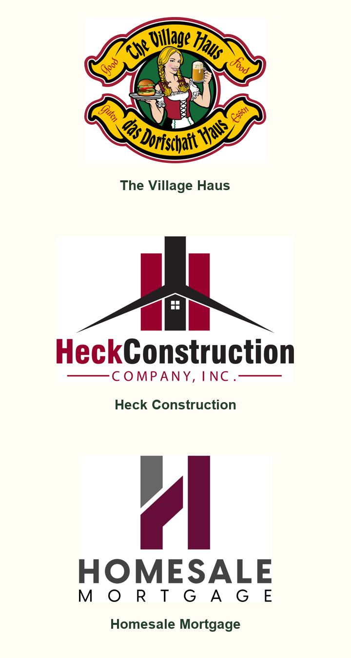 Sponsor logos: The Village Haus, Heck Construction, and Homesale Mortgage