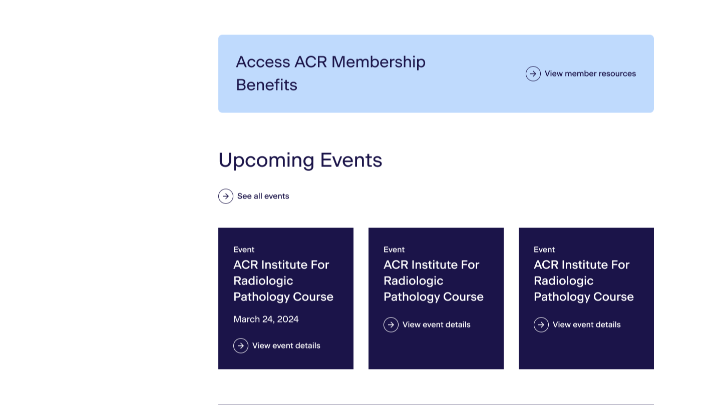 Click to view full UX copy for ACR's Member Dashboard