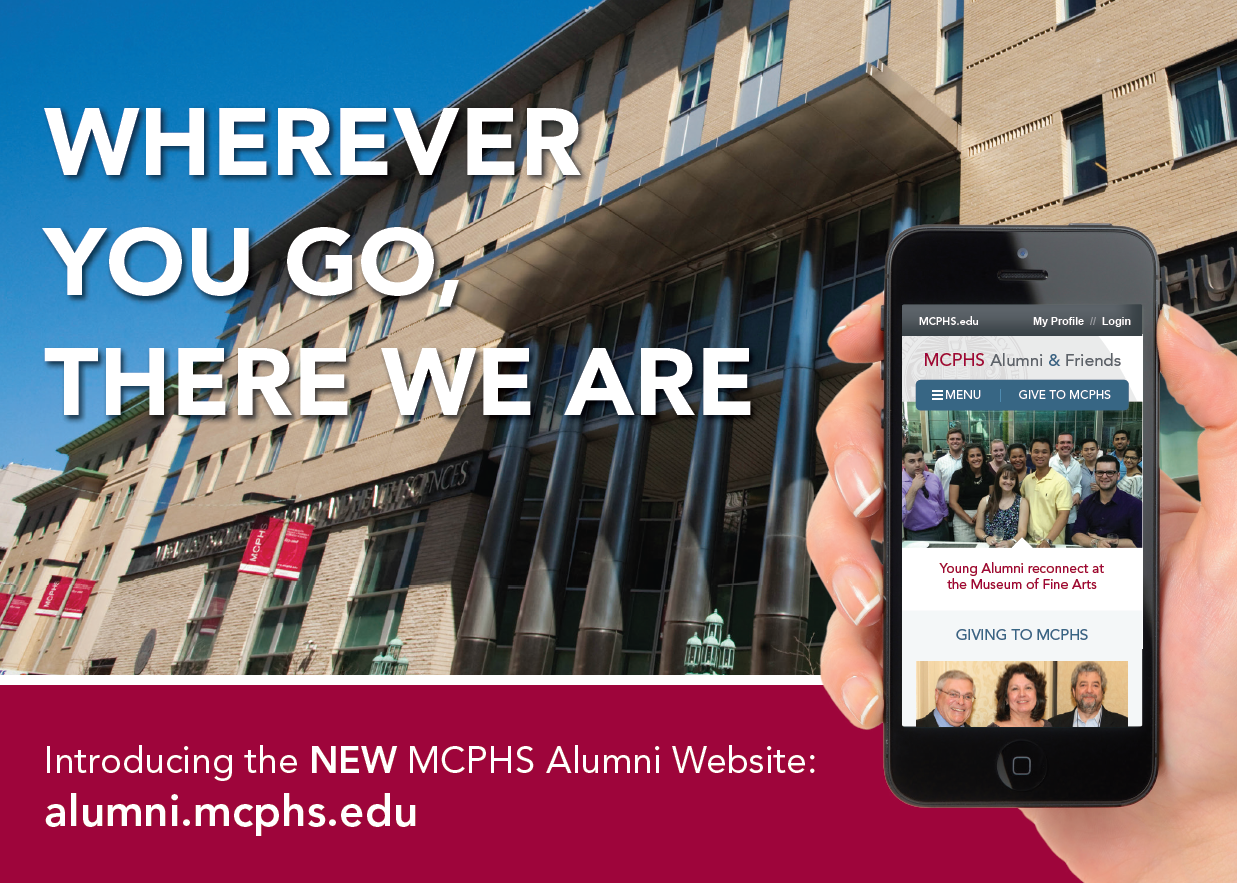 Click to view MCPHS alumni website postcard