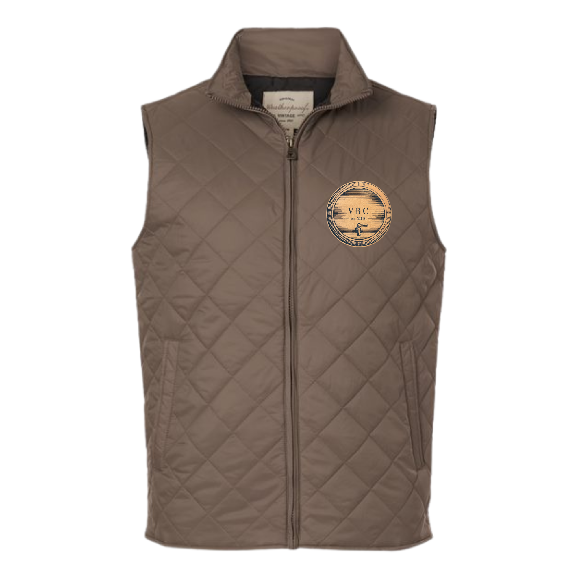VBC Vintage Diamond Quilted Vest With Leather Patch