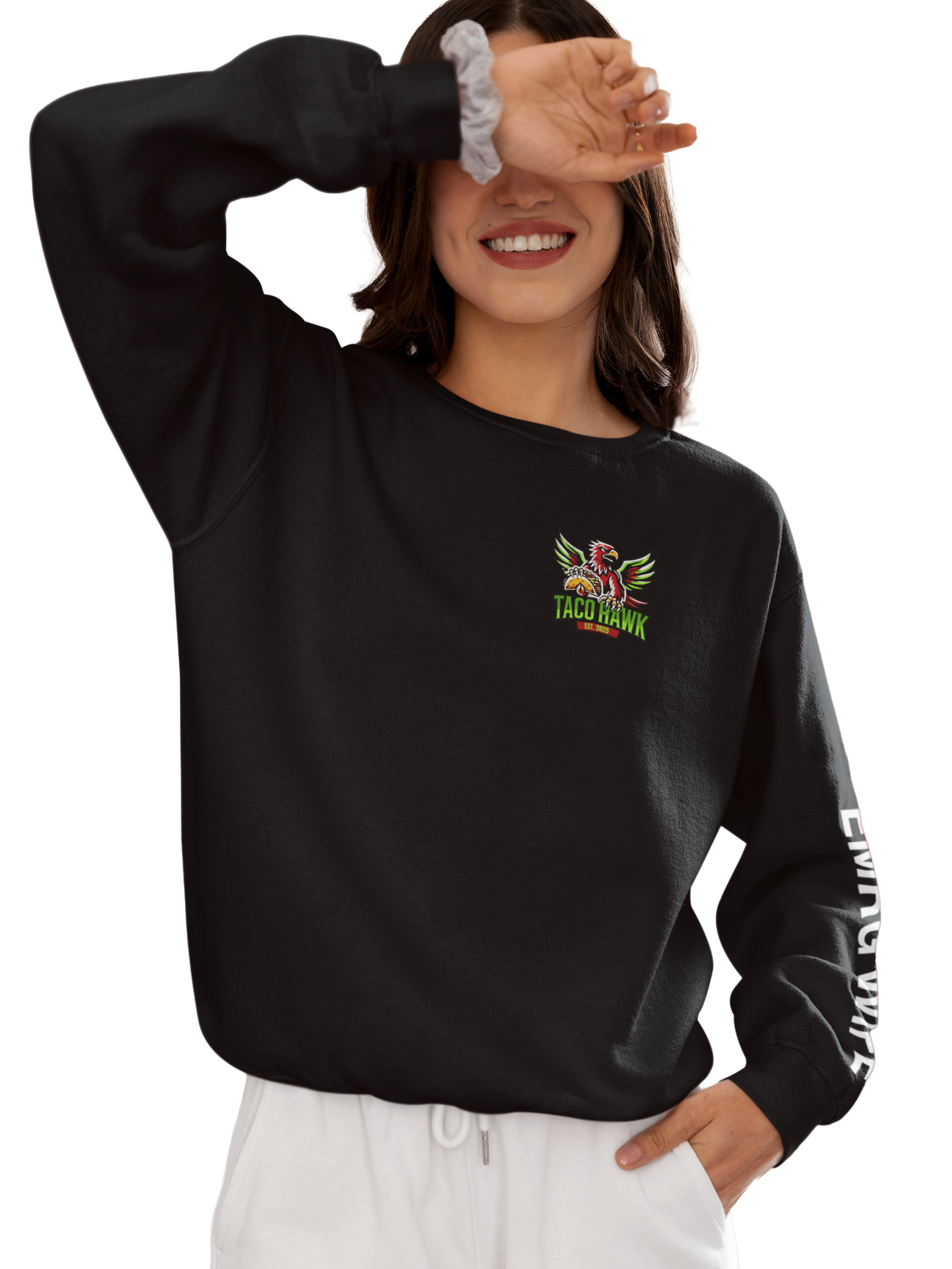 gildan-sweatshirt-mockup-featuring-a-woman-posing-with-a-smile-and-a-hand-in-her-eyes-m37304.png