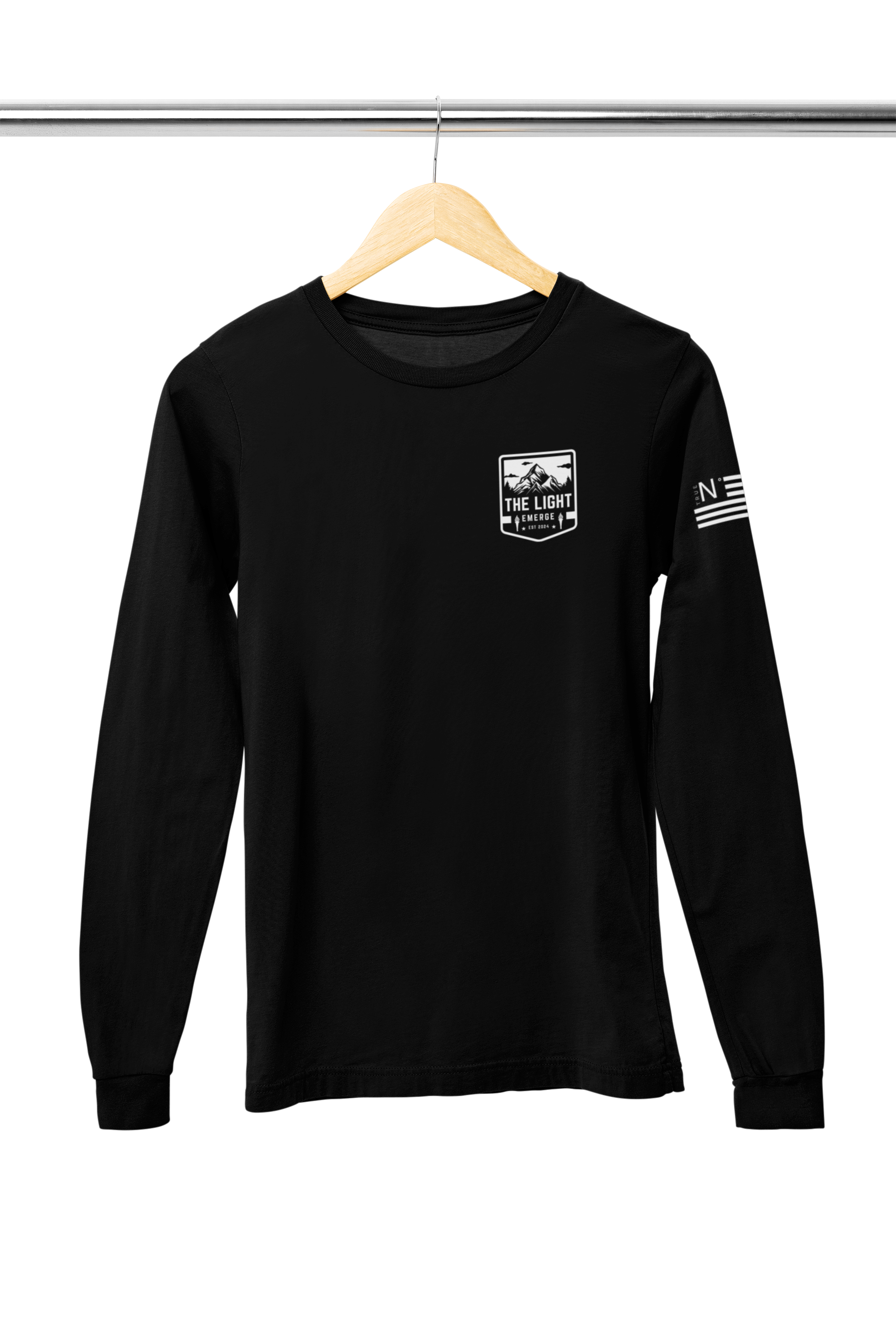 mockup-of-a-bella-canvas-long-sleeve-tee-placed-on-a-wooden-hanger-m35038.png