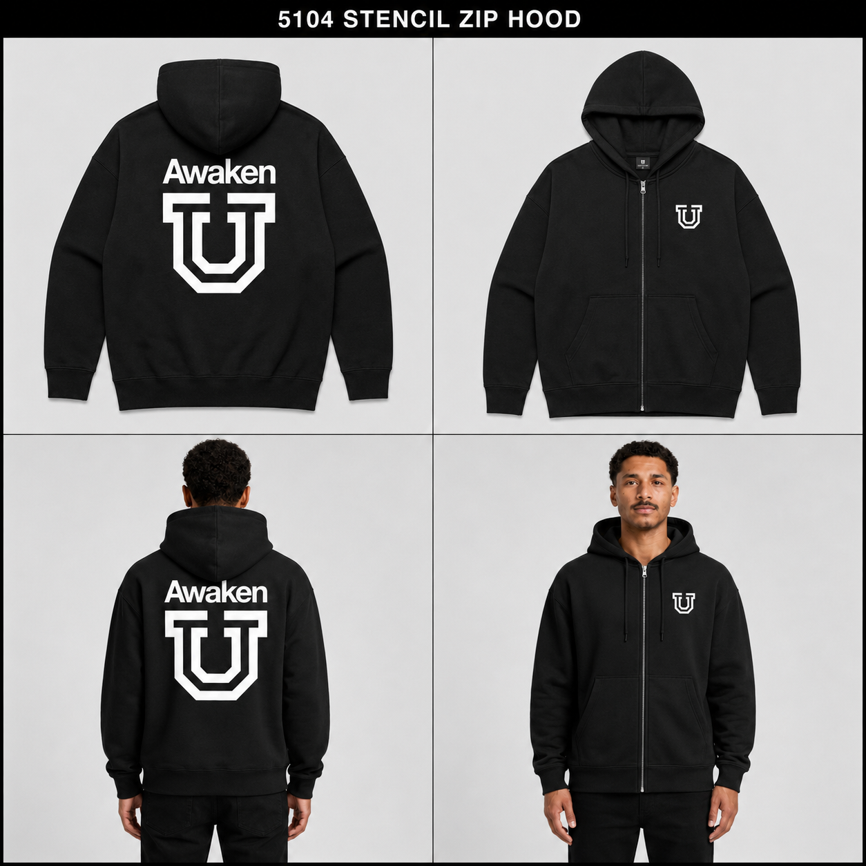 Awaken U Stencil Zip Hood