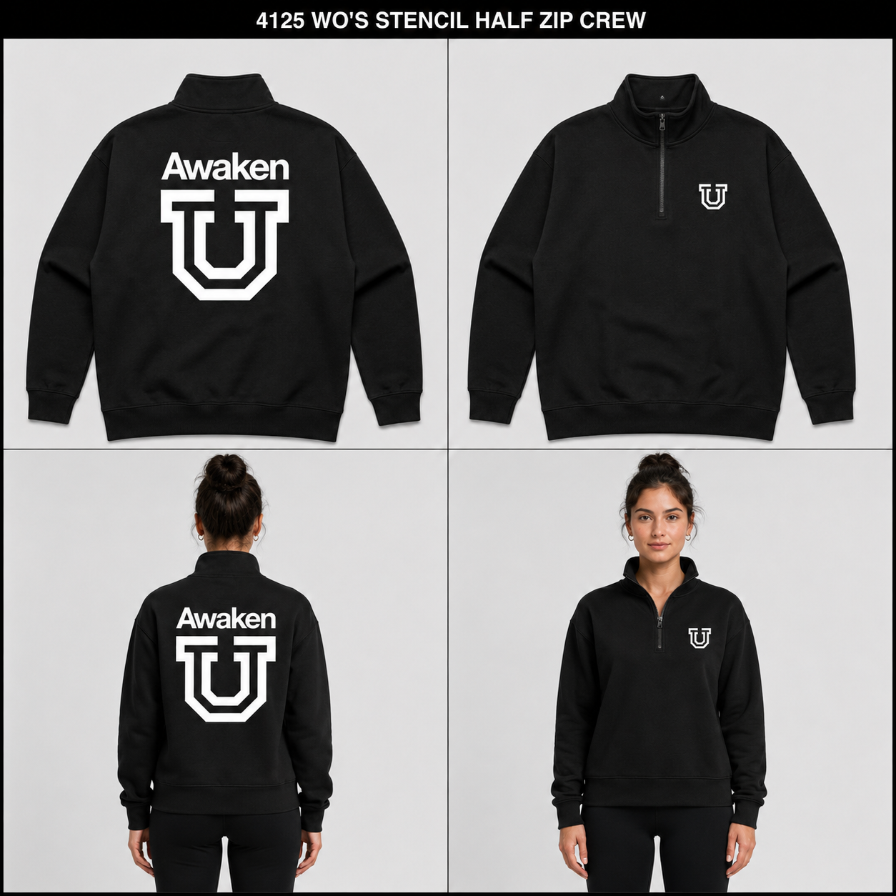 Awaken U Women’s Stencil Half Zip Crew