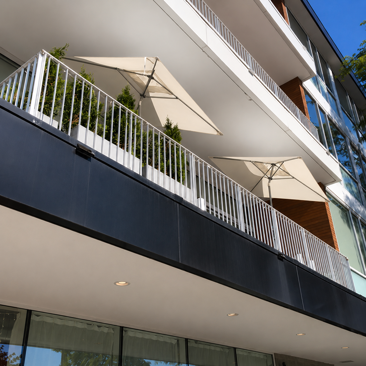 Private rooftop patio at Wicker Park condo with modern outdoor seating and city views