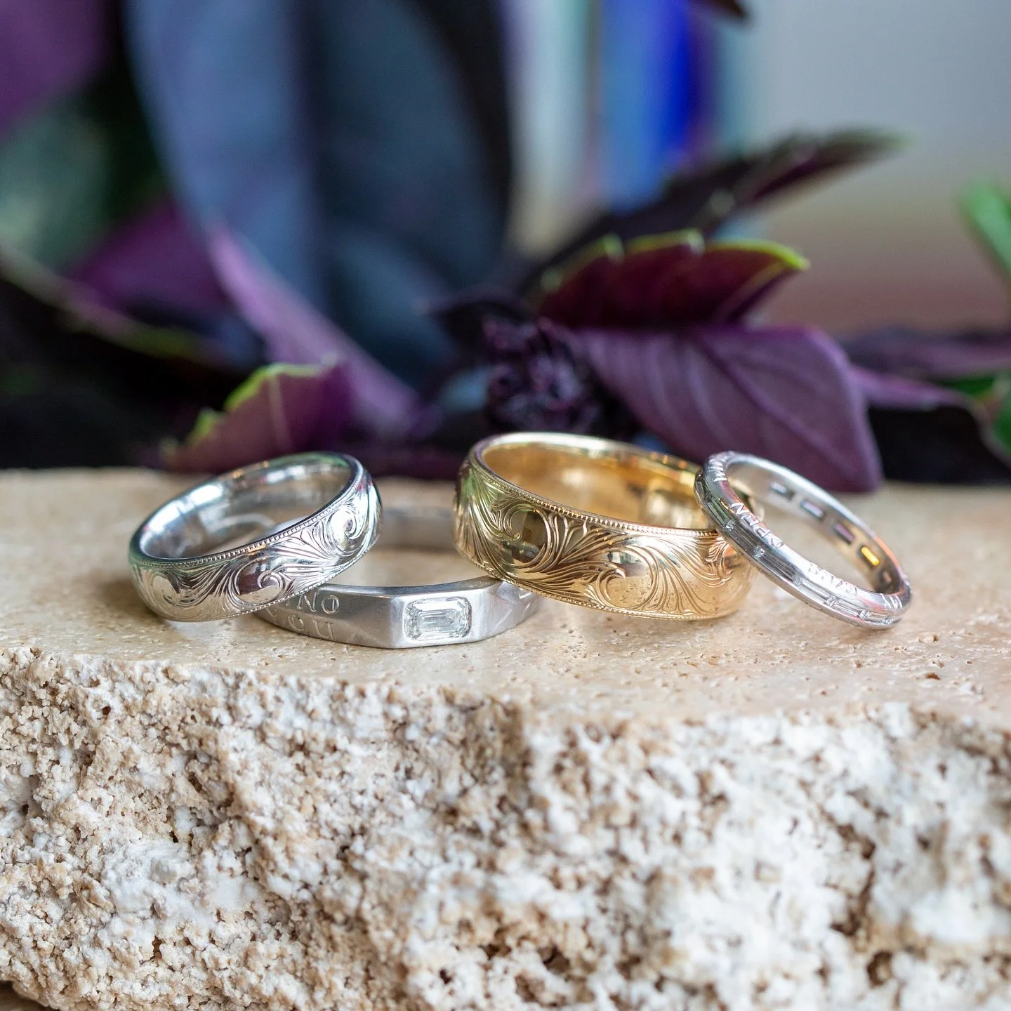 Our wedding bands 🖤 obviously I went a little crazy