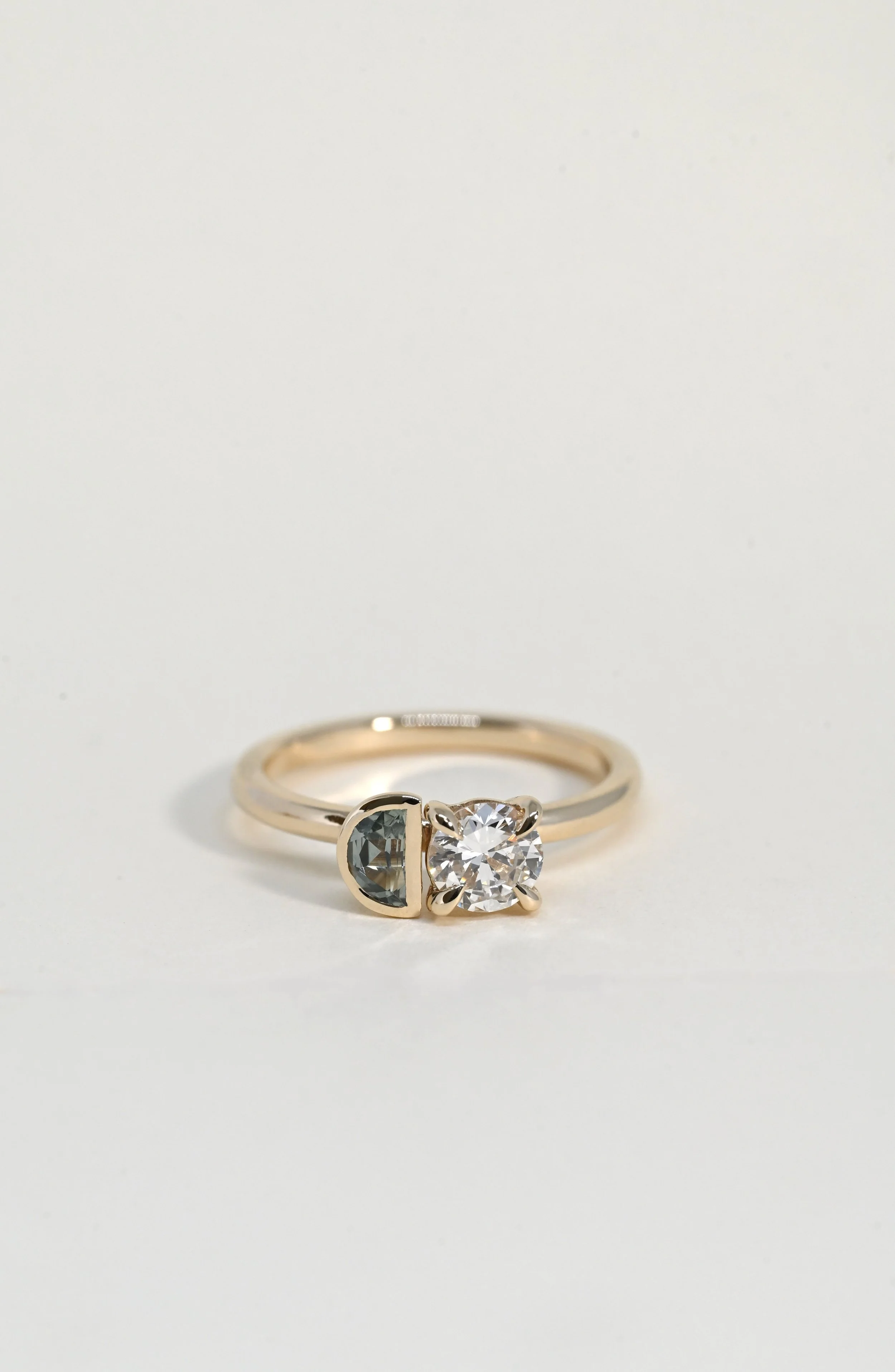 MOIRA RING 0.61ct Diamond & 0.28ct Half Moon Sapphire