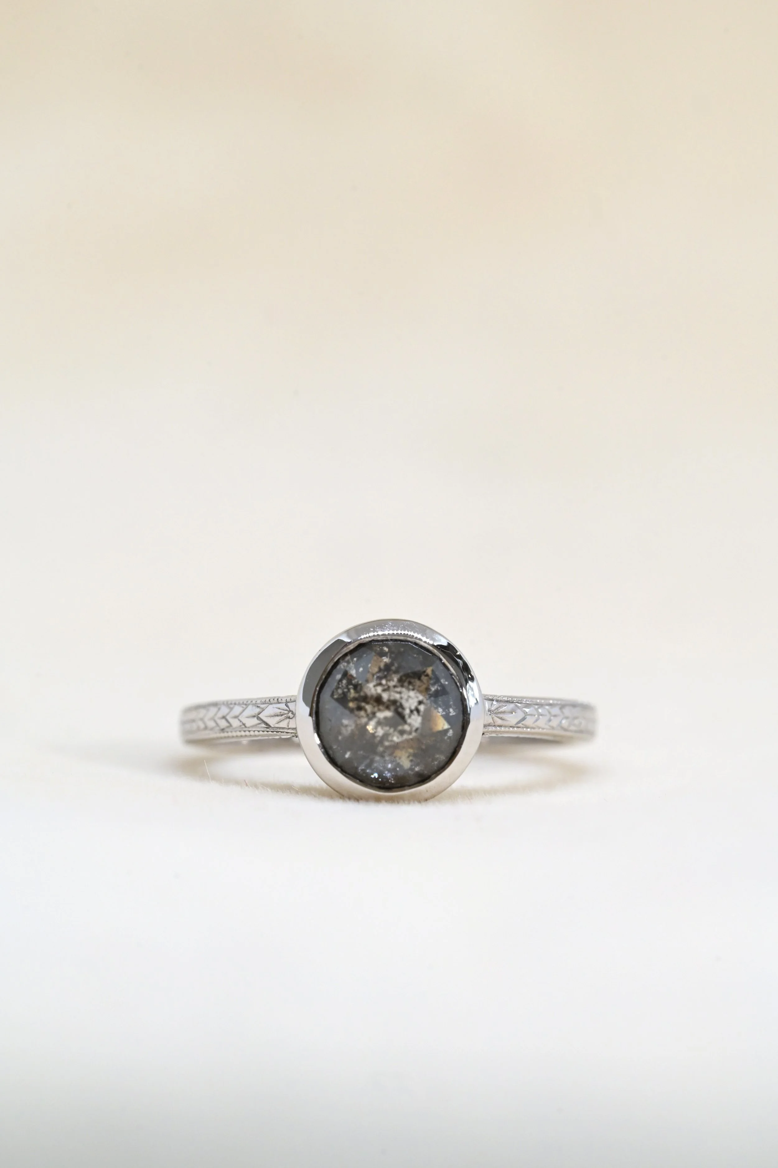 Wednesday Ring 1.64ct Salt and Pepper Rose cut diamond