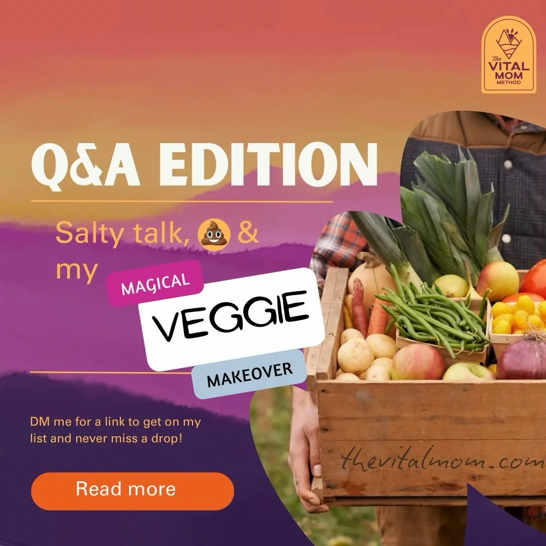 March Q&amp;A is here and we went there. 💩🧂🥦
Three questions this month: 👉 Mucusy stool &mdash; normal or not? 👉 Is iodized salt actually good for you? (My answer may surprise you) 👉 How to make veggies your kids will actually eat &mdash; hint: