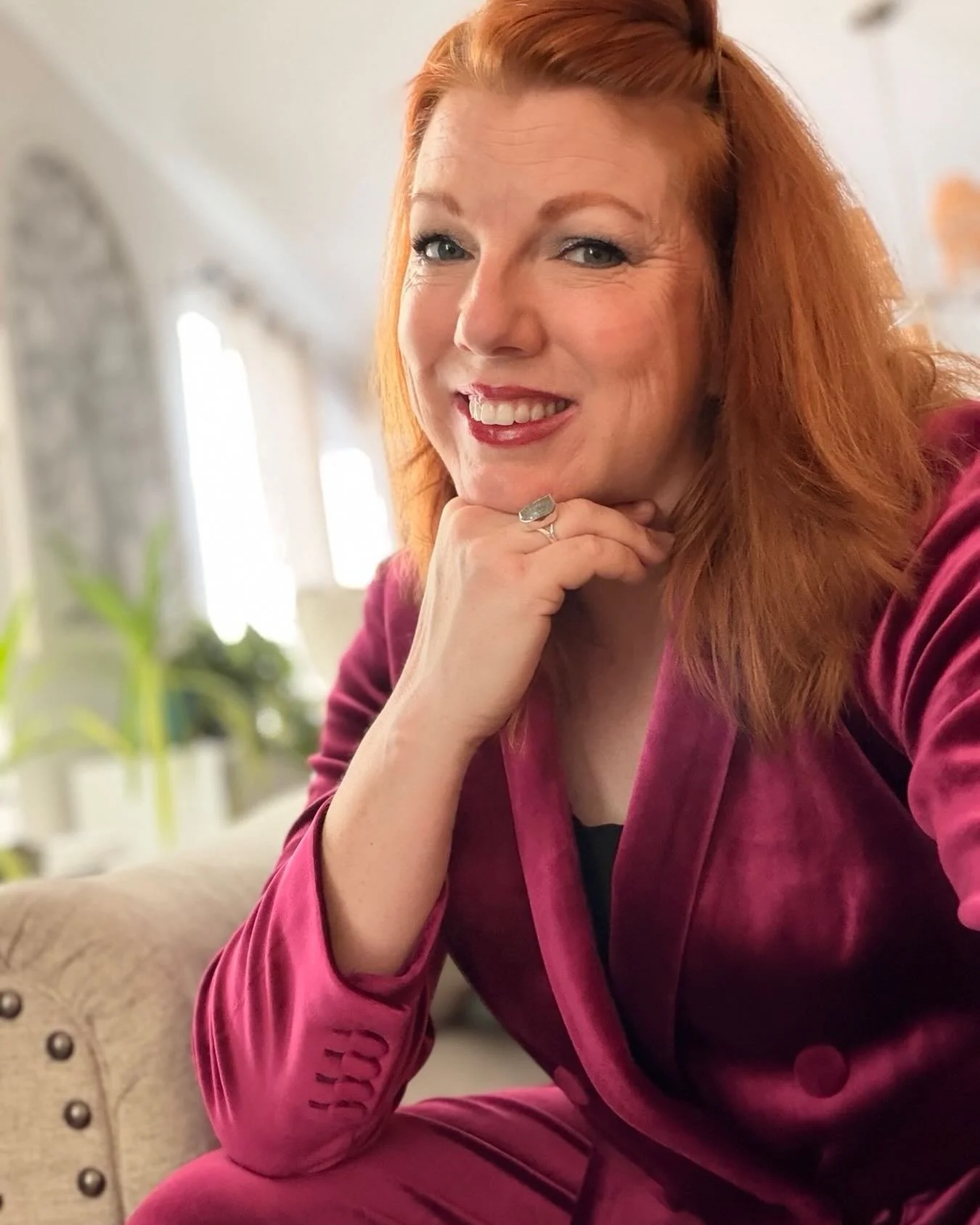 Thriftin part 2: you don&rsquo;t know what you need till you see it. I needed a purple velvet pantsuit in my life! Pet peeve: when all the pockets are fake. What gives? But you know, for $15 no complaints.