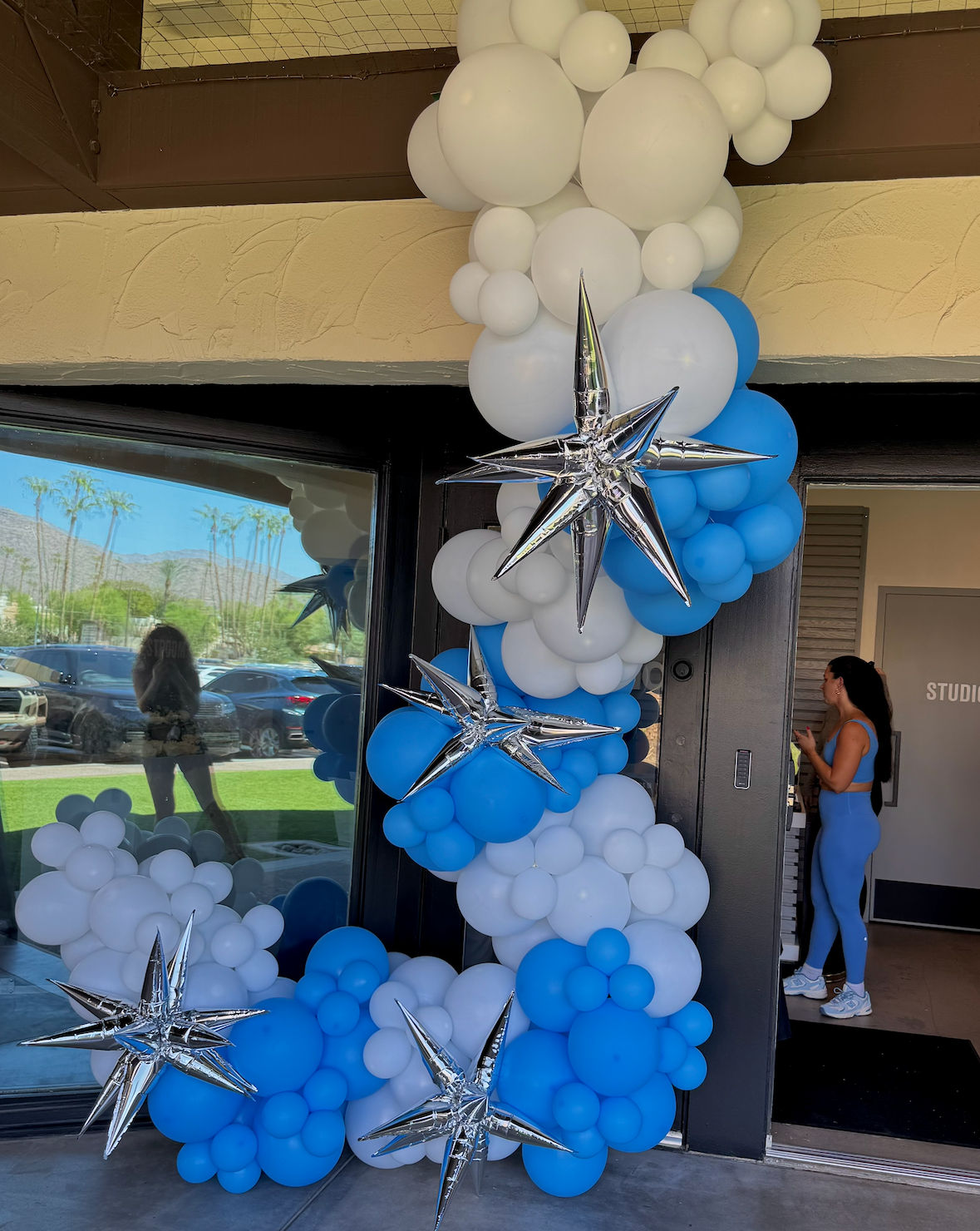 grand opening balloons white and blue tufftex balloons