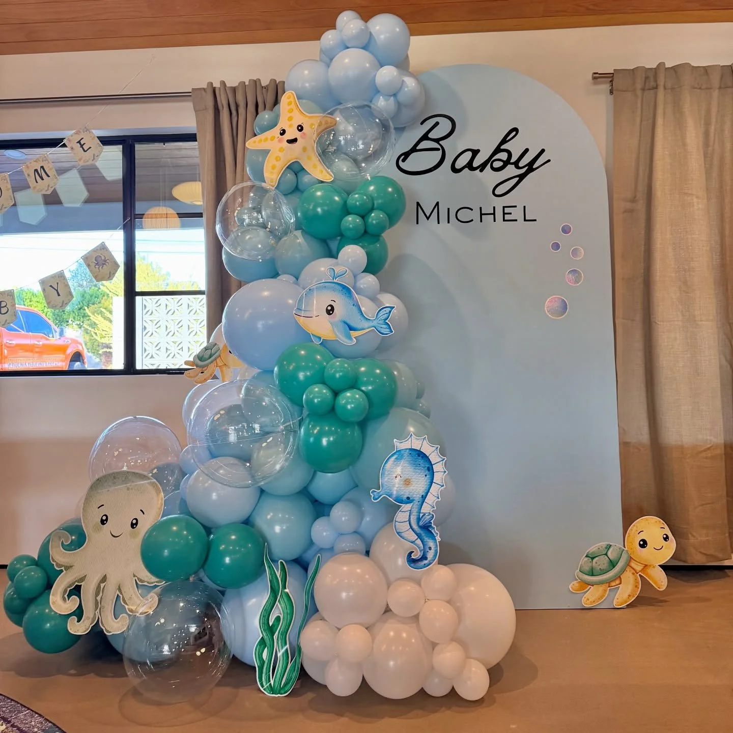 Under the sea magic for Baby Michel 🐙🐢🐳
A soft ocean palette, bubbly textures, and the cutest sea friends to celebrate this special mama-to-be.

#WonderWallAZ #ArizonaEvents #ScottsdaleEvents #PhoenixEvents #AZBabyShower