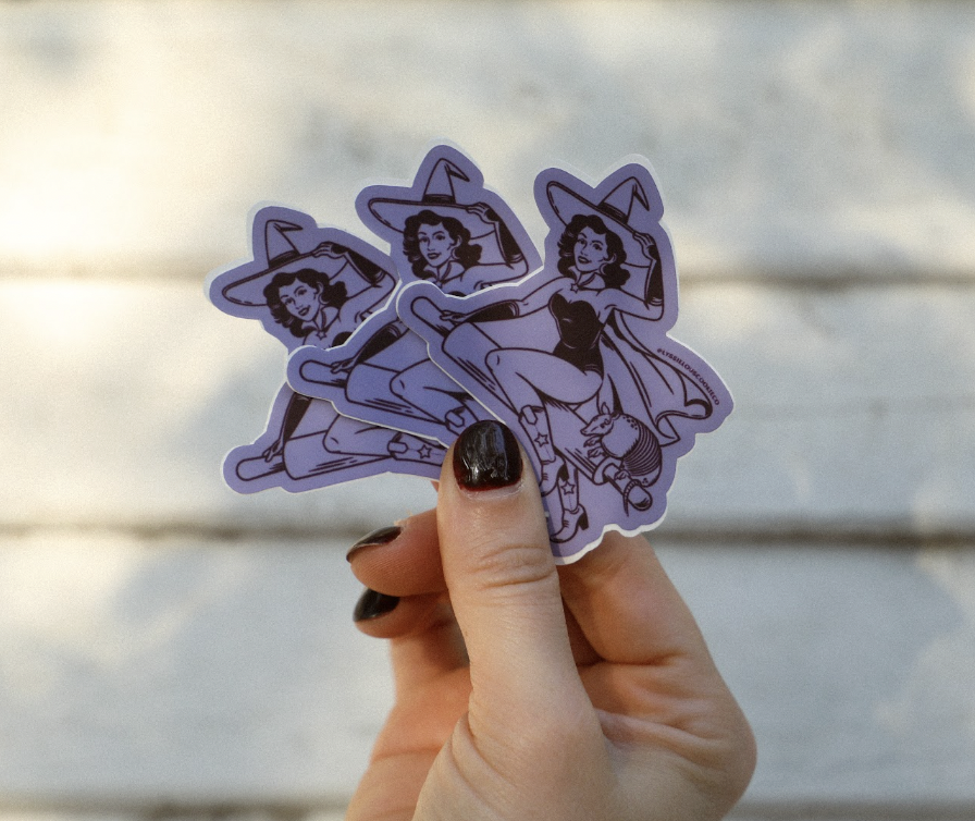 Western Witch Sticker (Orange and Cream)