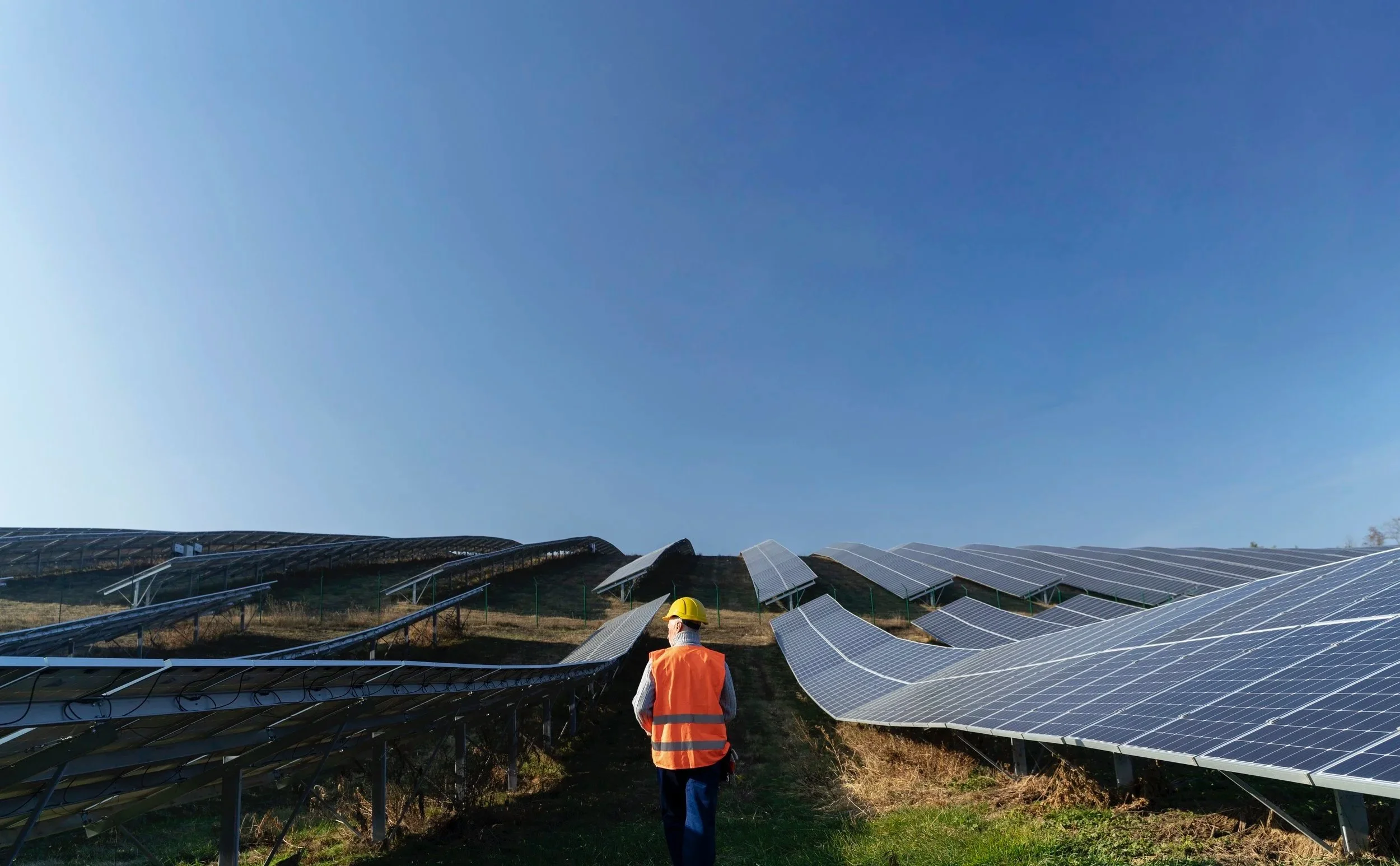 Solar panel maintenance and inspection.