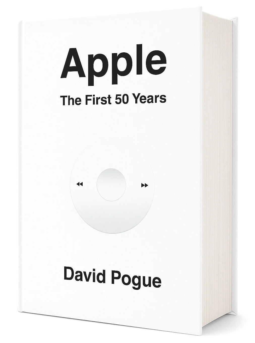 Cover of Apple: The First 50 Years, white book with black text and an image of the iPod scroller