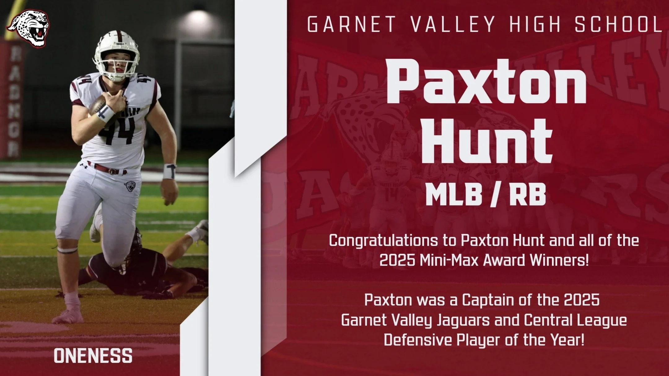 A BIG Congratulations to Senior Paxton Hunt for being named a Mini Max winner by the Maxwell Football Club. Paxton is one of 55 players in the entire state of PA selected due to his hard work on the football field, in the classroom, and in the commun