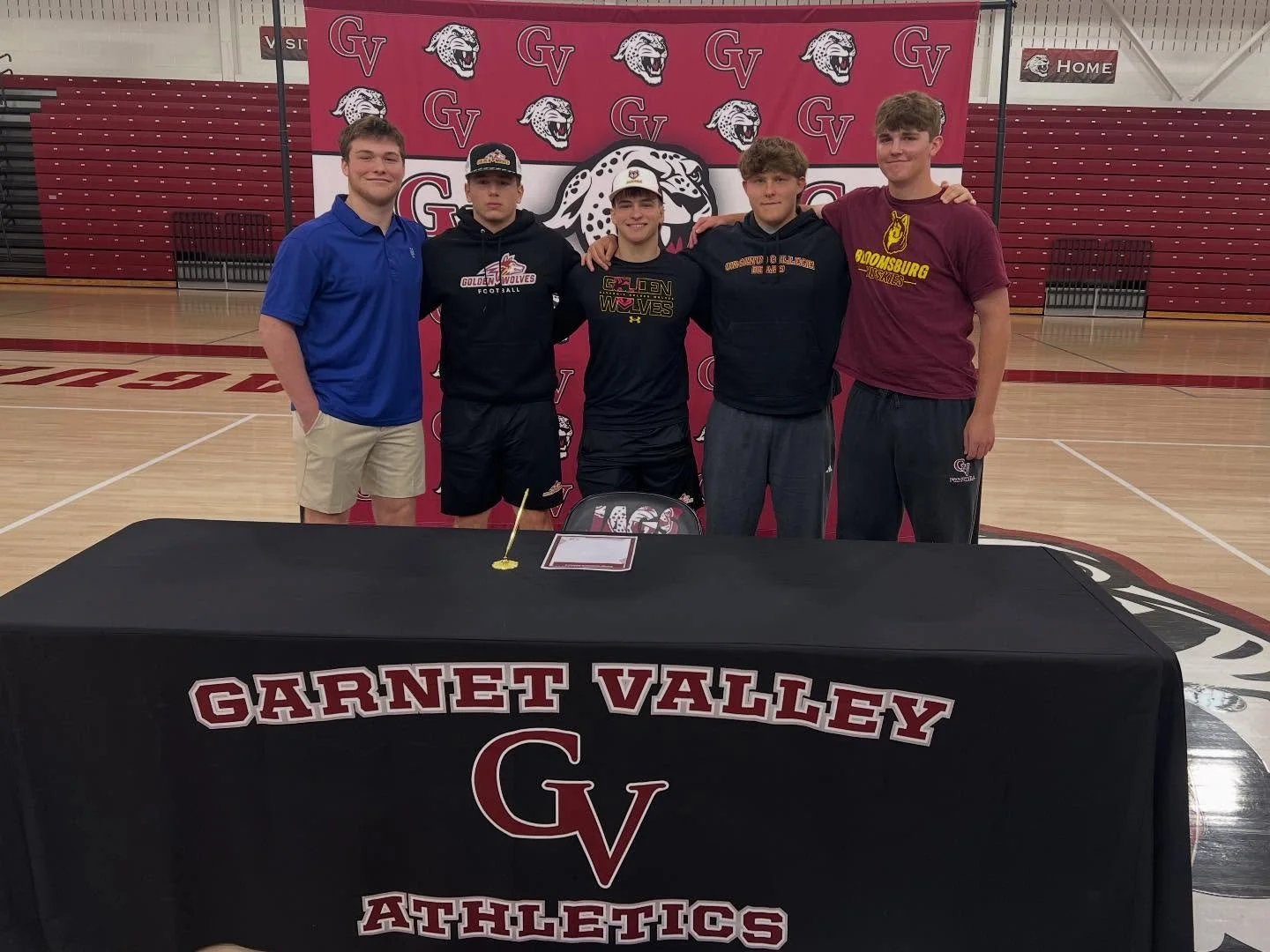 National Signing Day! Congratulations to our Seniors and their commitments to play collegiate football! 
Left to Right 
Paxton Hunt Franklin &amp; Marshall
Anthony Gifford Alvernia 
Joey DiMarino Alvernia 
Erick Spadea Ursinus
Travis Griffith Bloomsb
