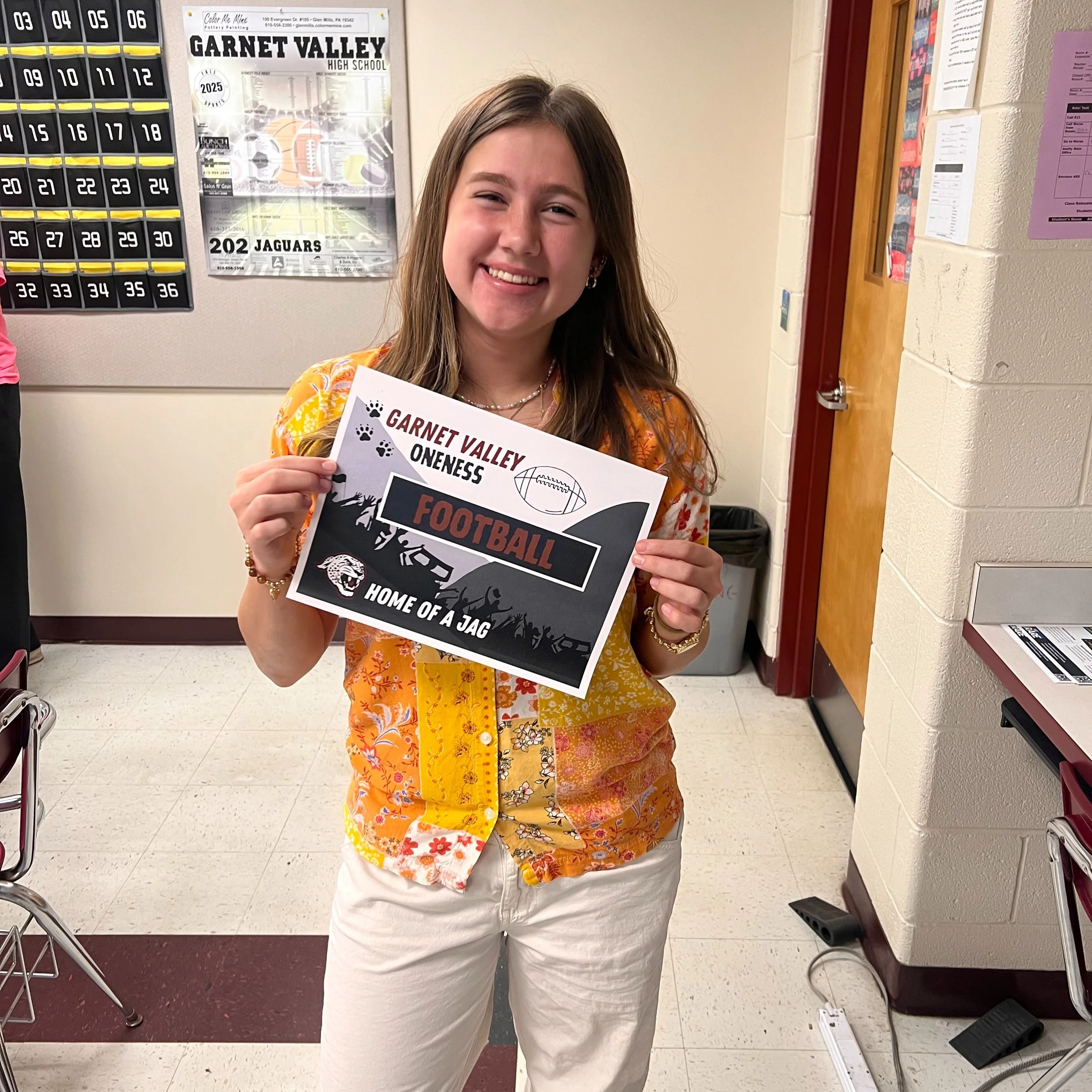 This year, we asked the GVHS student body to create our annual GV Football Yard Sign. We had a ton of great creations, but Sophomore Gwen Parker's Yard Sign won! We would like to thank Gwen for her creativity, and we can't wait to see it all over the