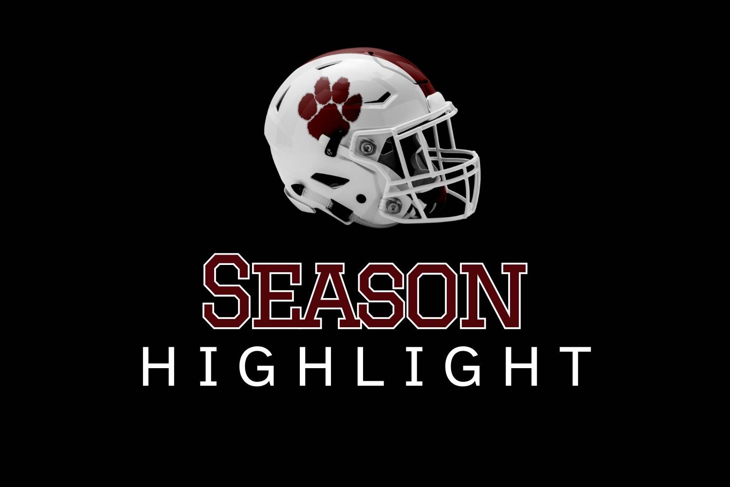 Football helmet with a paw print logo and the text 'Season Highlight' on a black background.