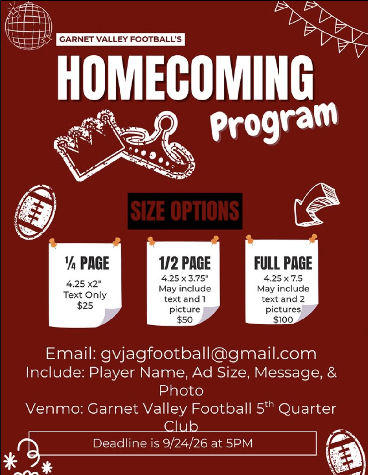 Homecoming Program Ad Deadline