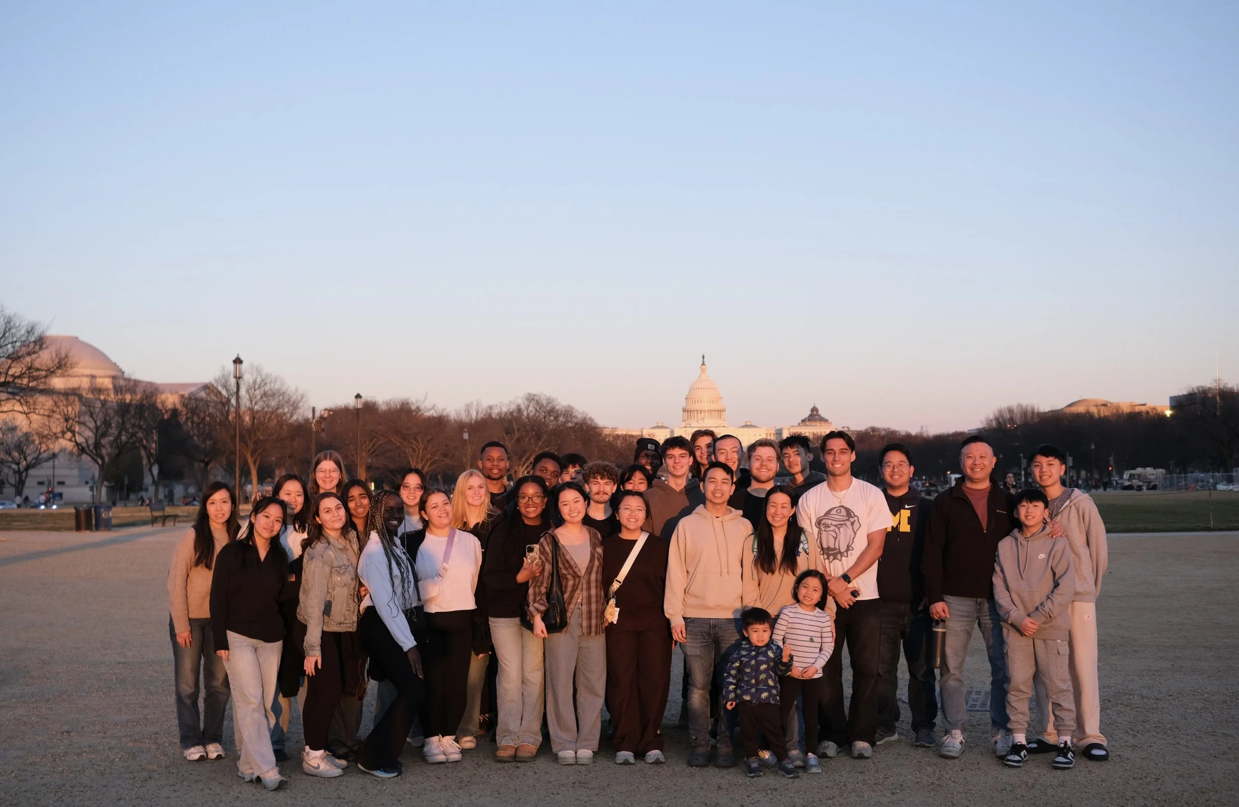 Anchor MSU group photo taken in front of Capitol Hill building in the evening.