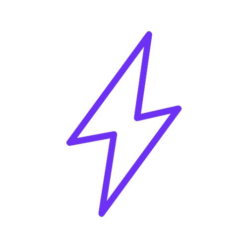 Purple lightning bolt icon on a white background