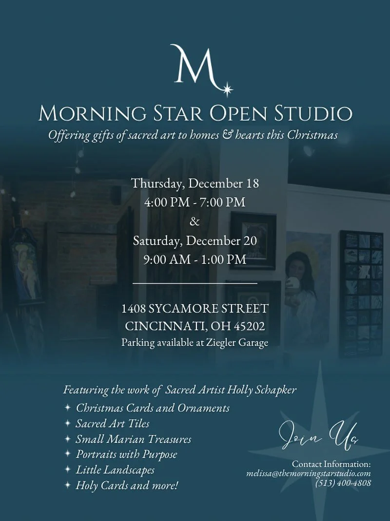 If you are still looking for a Christmas activity or need any last-minute gifts, join us for one of our Open Studio dates! We'd love to see you there! 
-------
#sacredart #catholicart #cincinnatiart #cincyarts #christmasgiftideas