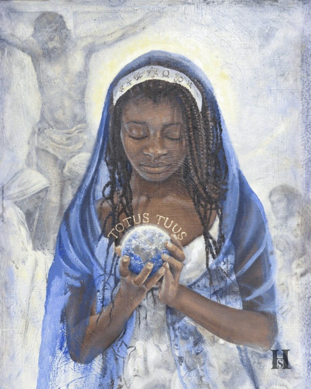 Exciting news!! 🎉 @hollyschapker won Third Place in the Marian International Art Competition in Vatican City! This moving oil painting on a wood panel was recognized for honoring Mary as the way of peace between cultures. 

It's an honor to particip