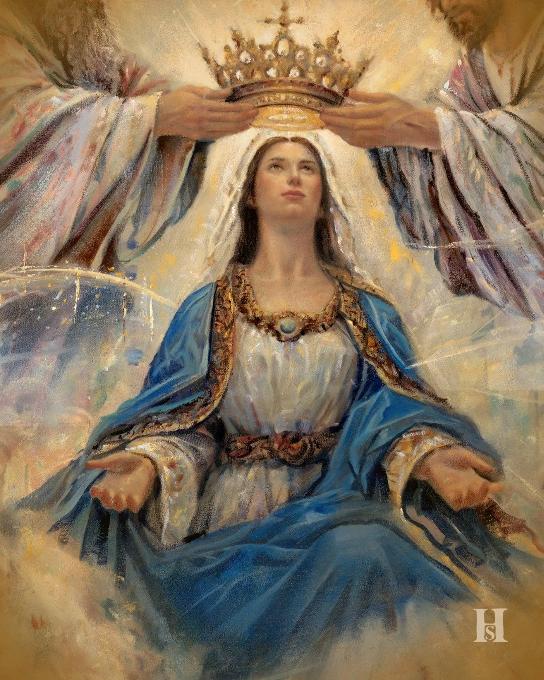 Welcoming May with a sneak peek of one of @hollyschapker's newest creations! Finishing the final touches on a new exhibition and looking forward to sharing more in the month we honor Mary. 

May we grow in our devotion to Mary, who leads us to her So