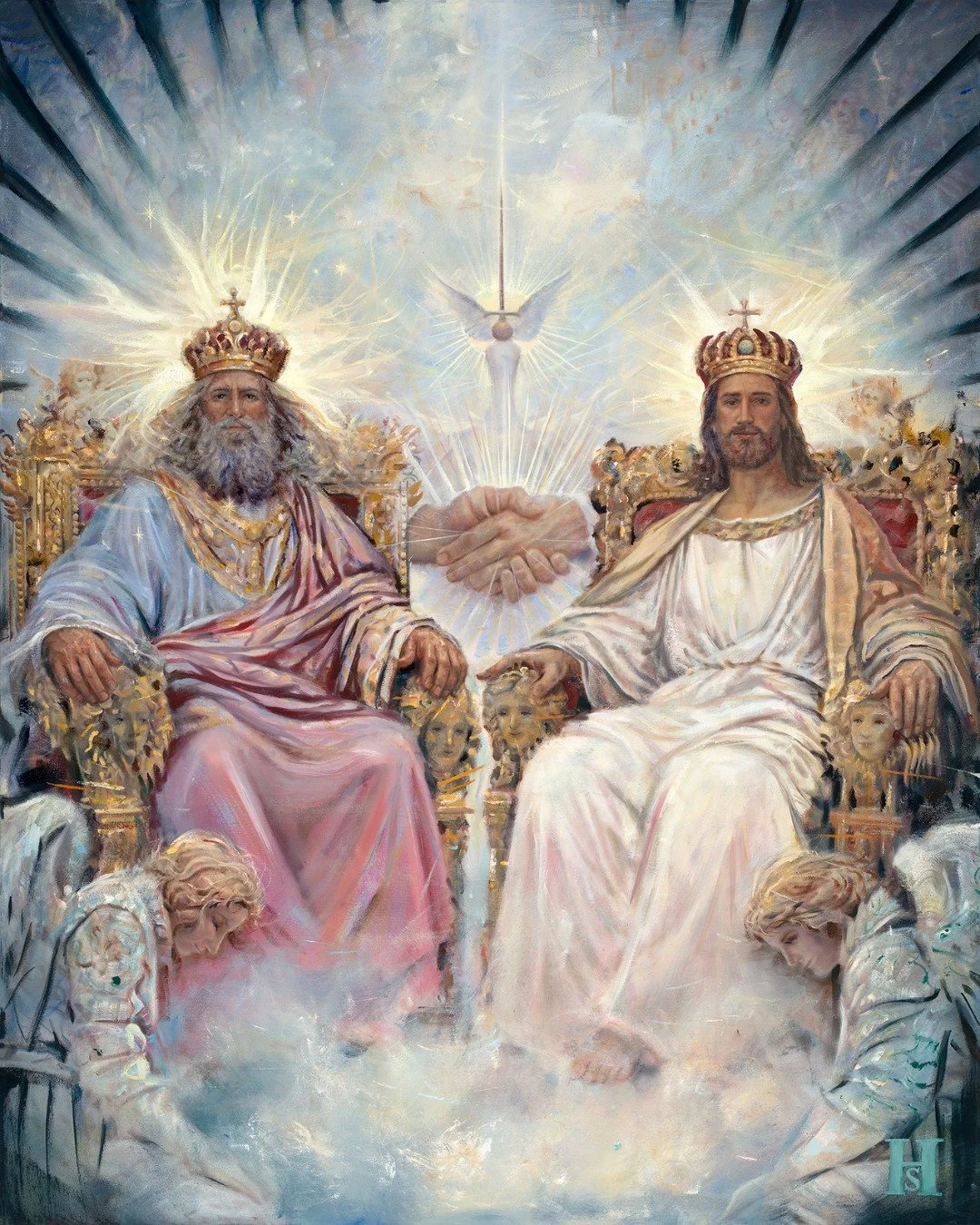 Colloquy with the Trinity
48" x 60" | Oil on canvas

Introducing the first piece of @hollyschapker's latest exhibition: God's Grandeur Made Flesh! This exhibition is the expression of the human spirit and offers the opportunity to gaze into
