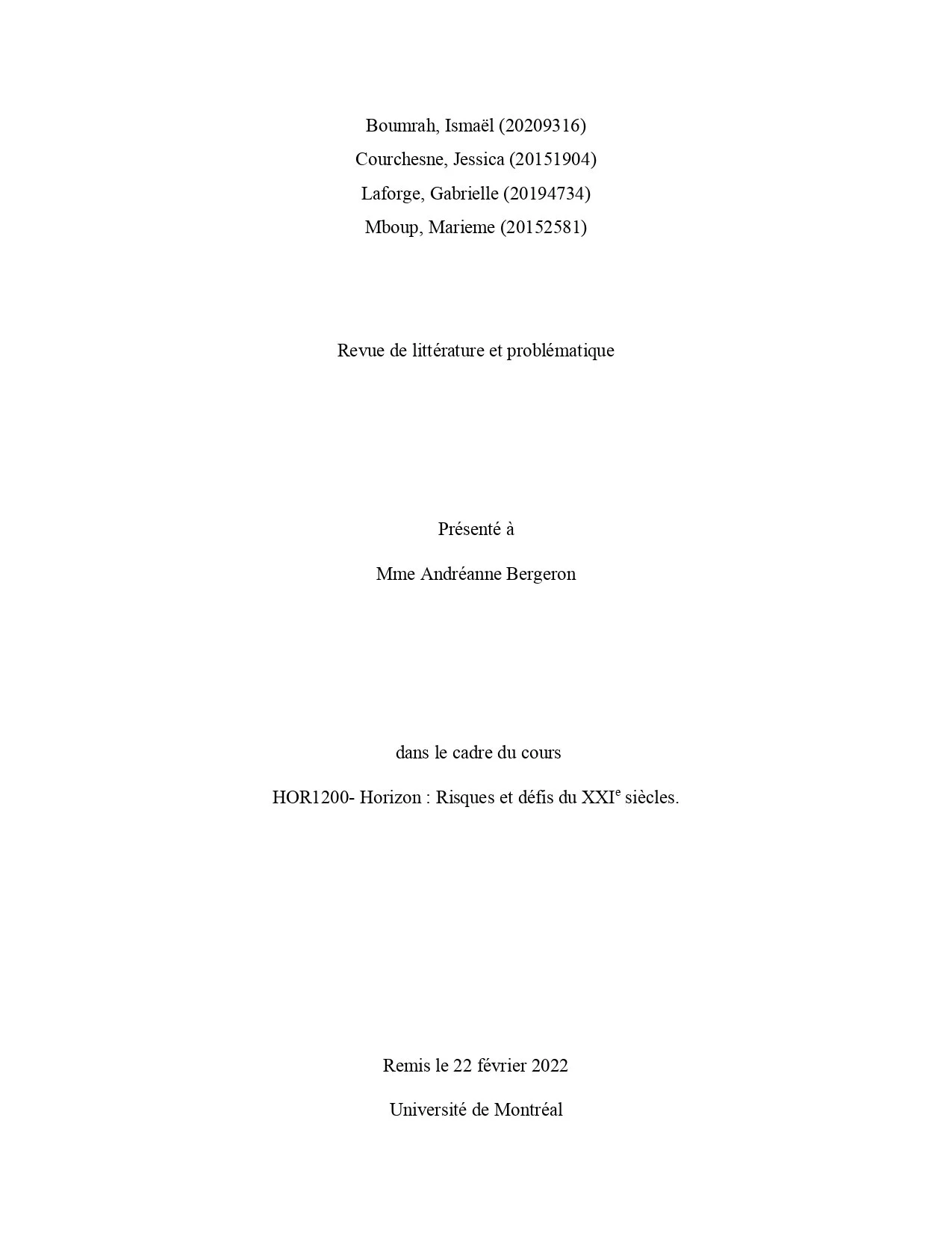 Revue de littérature sur la désinformation en collaboration avec Ismaël Boumrah, Jessica Courchesne et Marieme Mboup