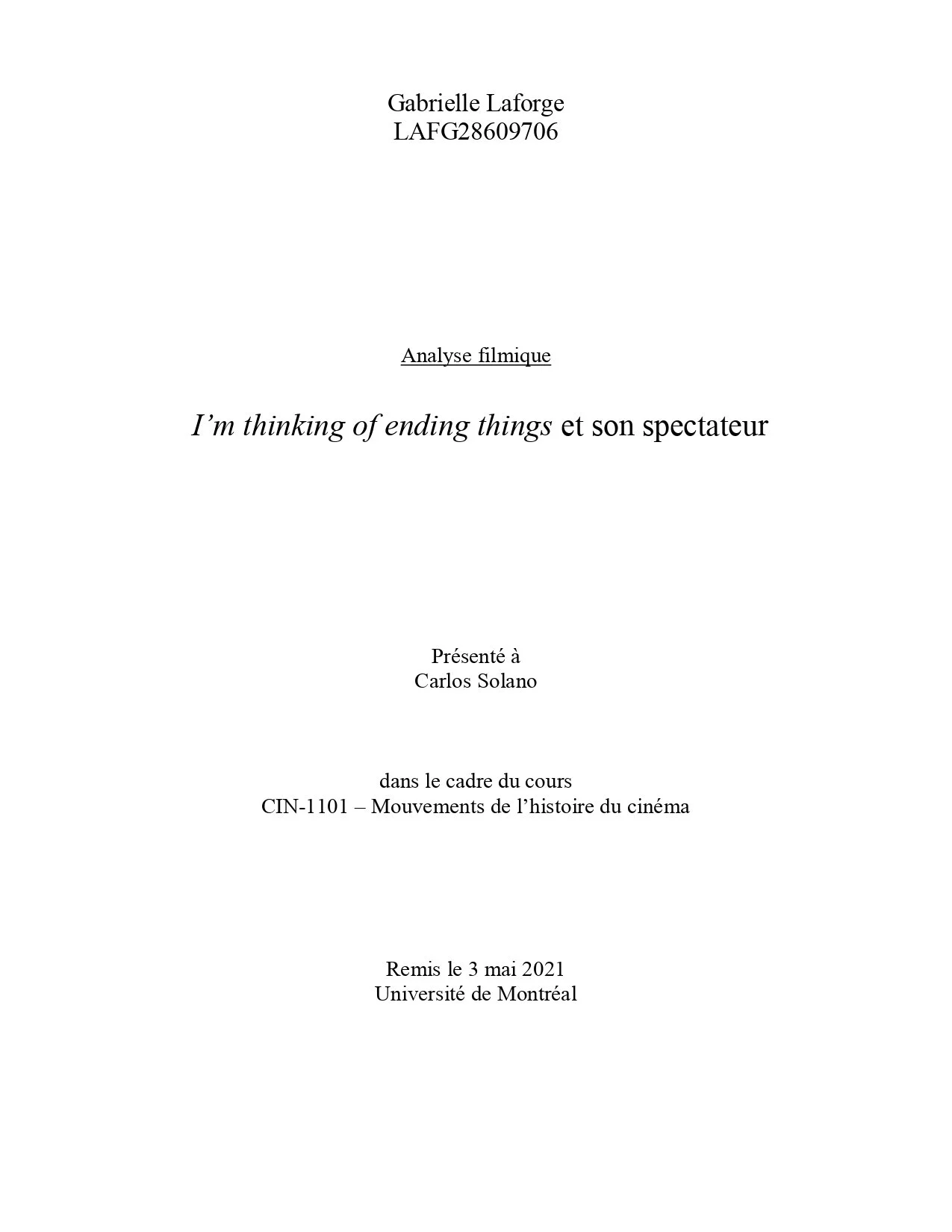 Analyse du film I'm thinking of ending things de Charlie Kaufman ☞