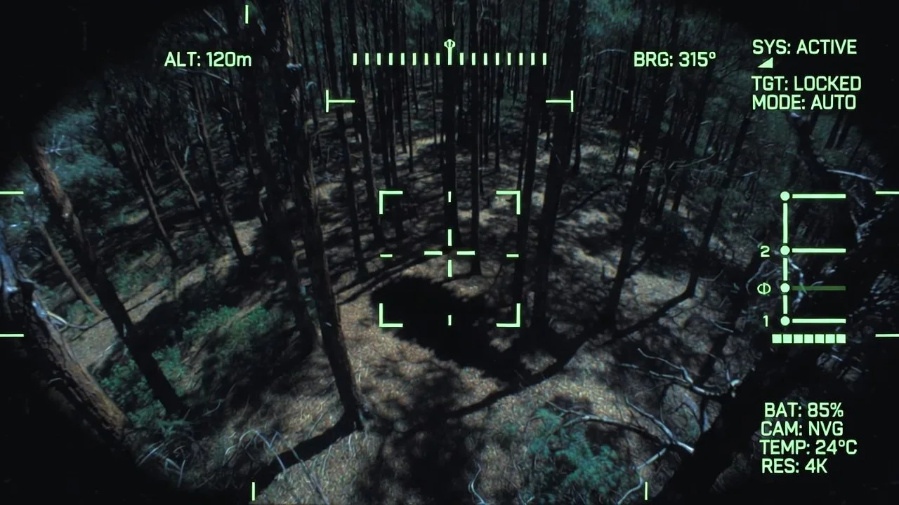 Edge-accelerated computer vision HUD from a tactical drone, utilizing hardware-accelerated AI bounding boxes for autonomous threat perception and 3D coordinate mapping.