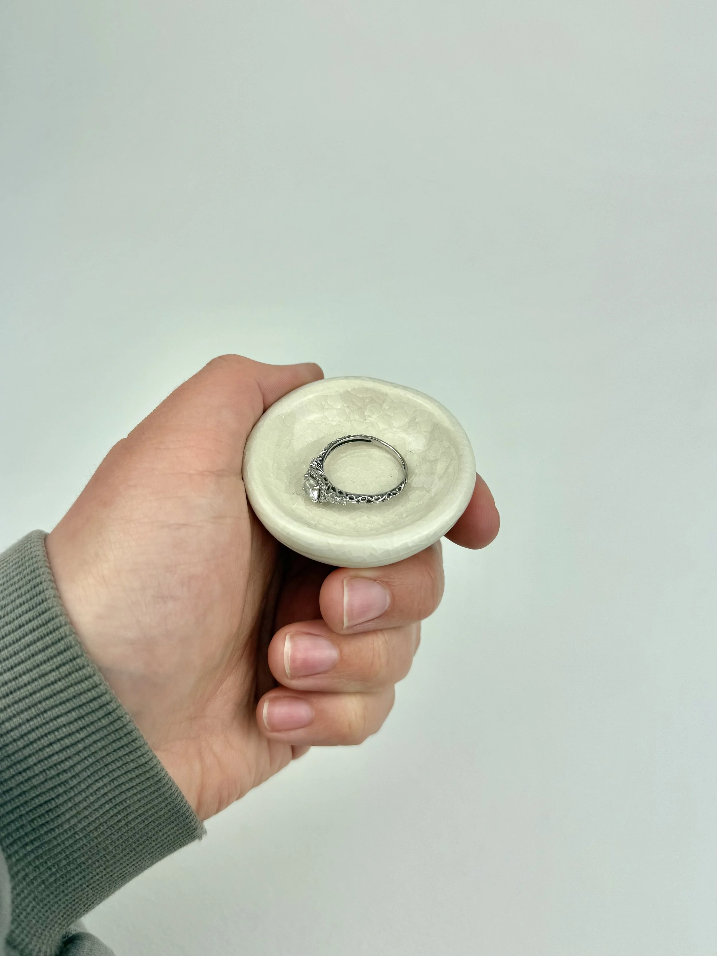 Frozen Snow Tiny Porcelain Ring Dish