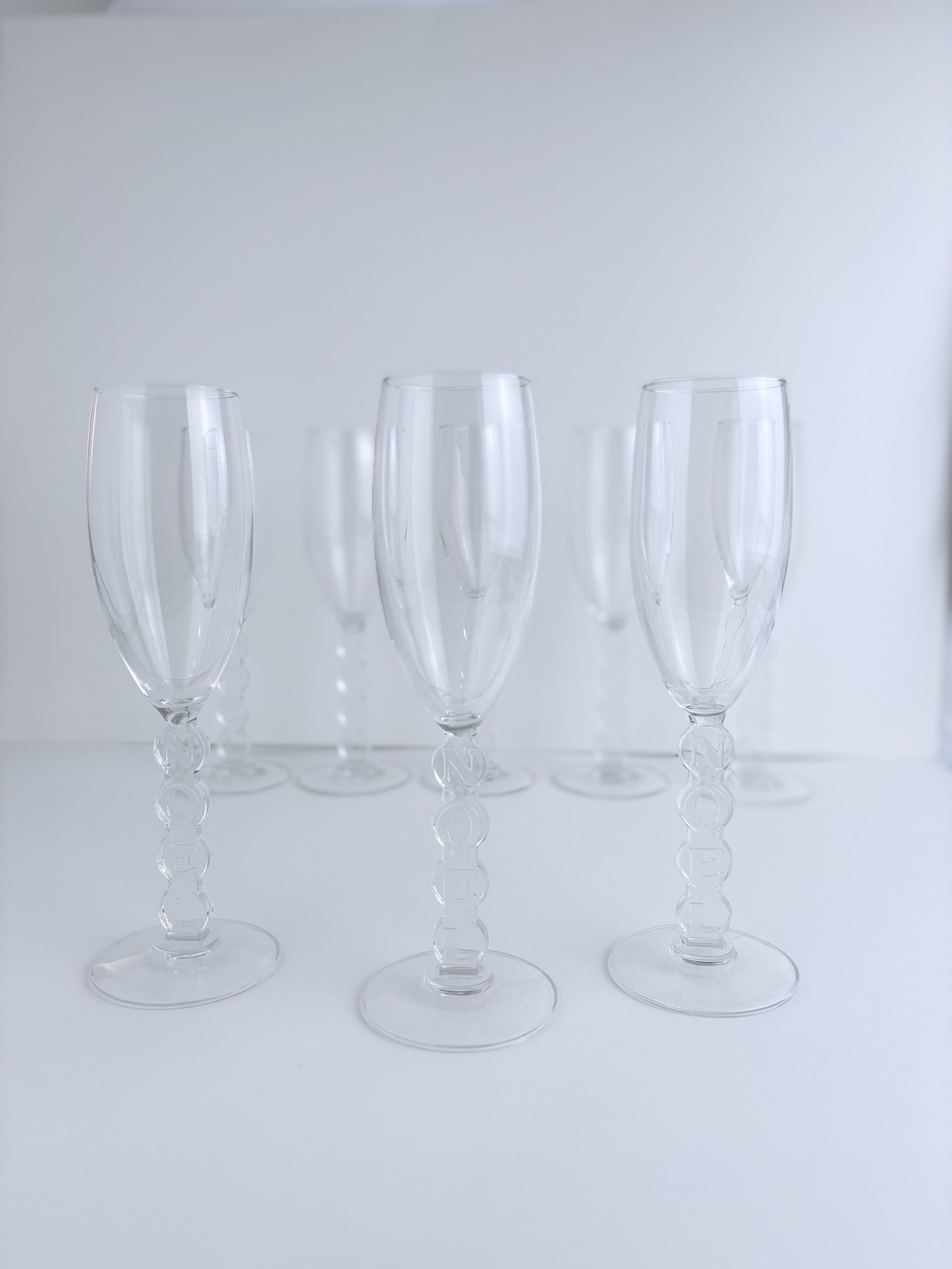 Set of 8, Noel Flutes Made by Luminarc, France