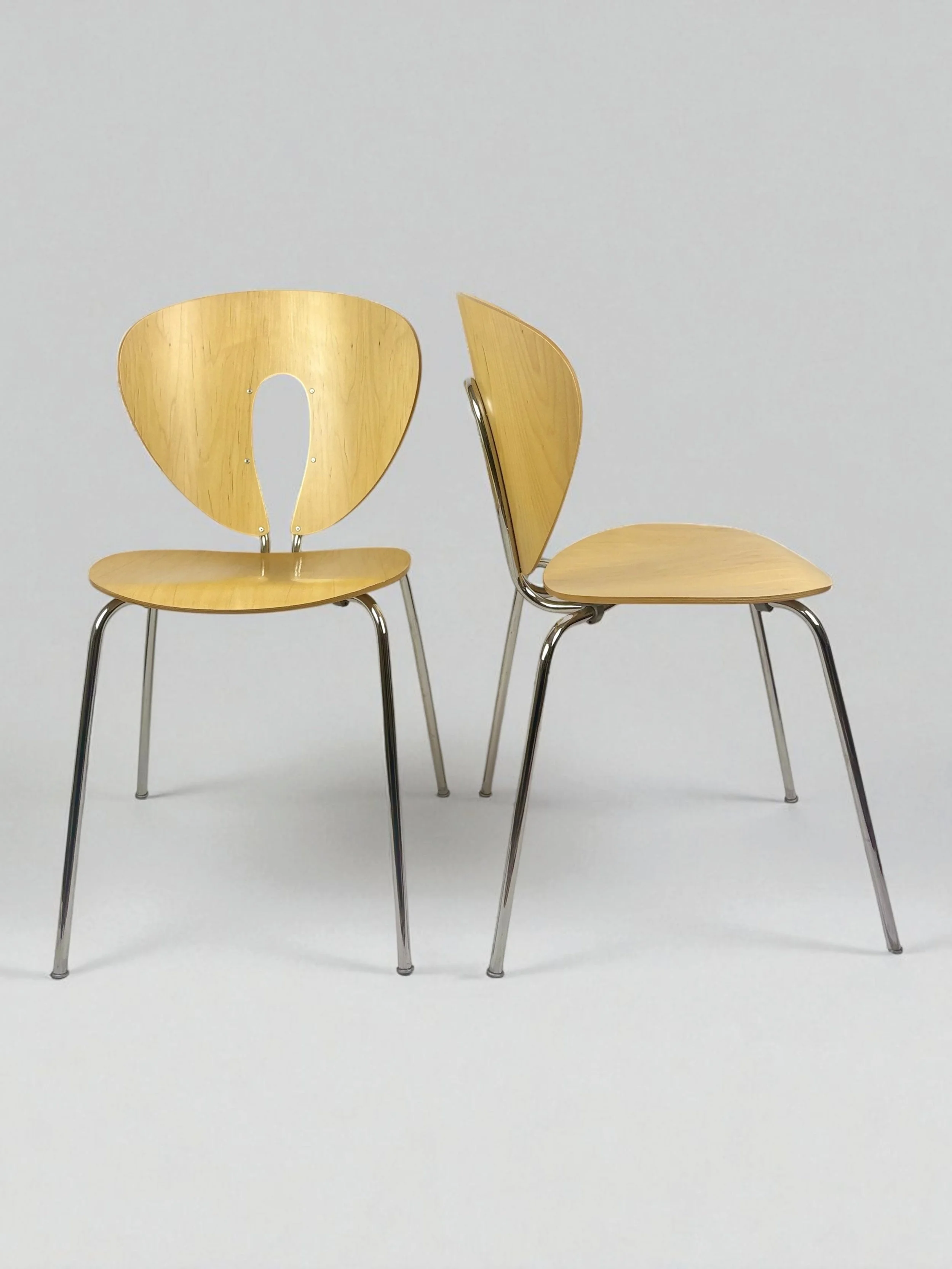 STUA Globus Chairs in Oak and Chromed Steel