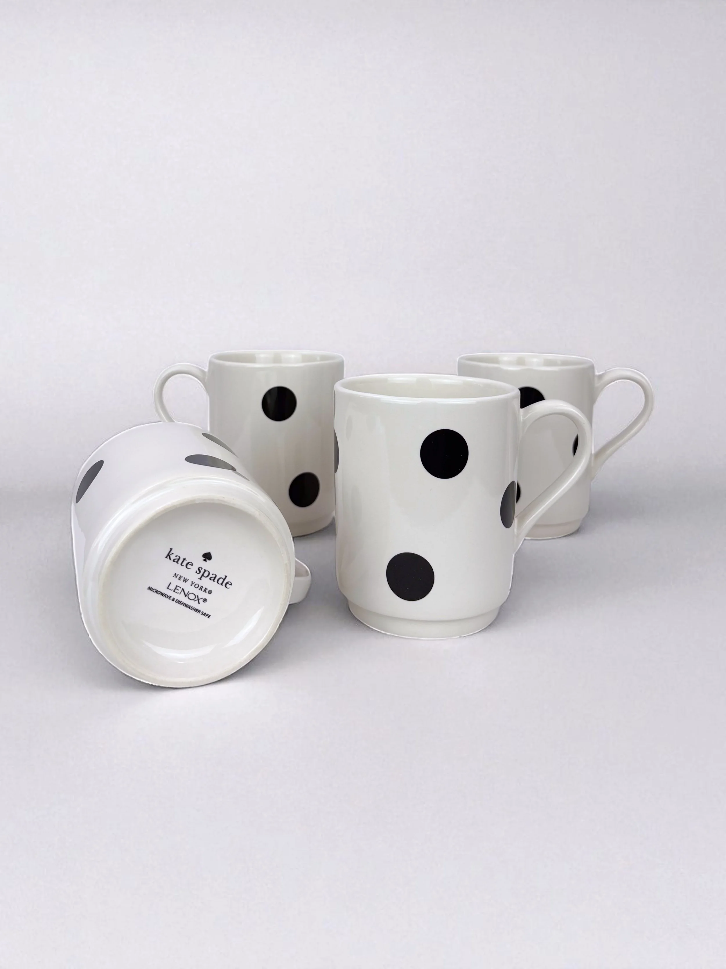Set of Kate Spade Black and White Deco Dot Mugs