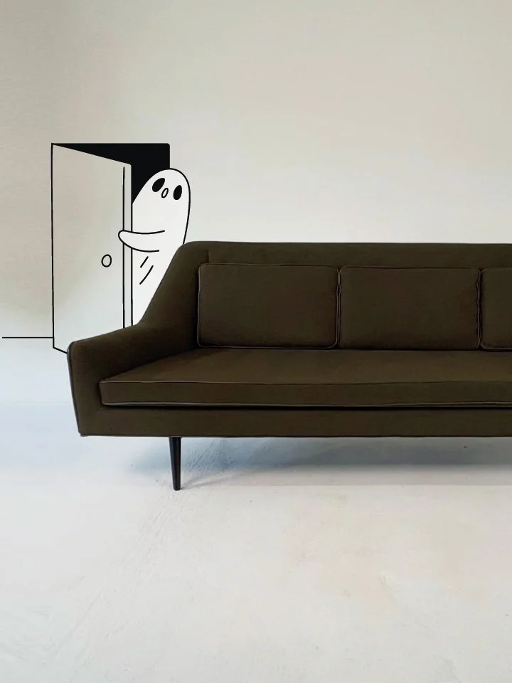 Paul McCobb Origami Green Wool Sofa (CB2)