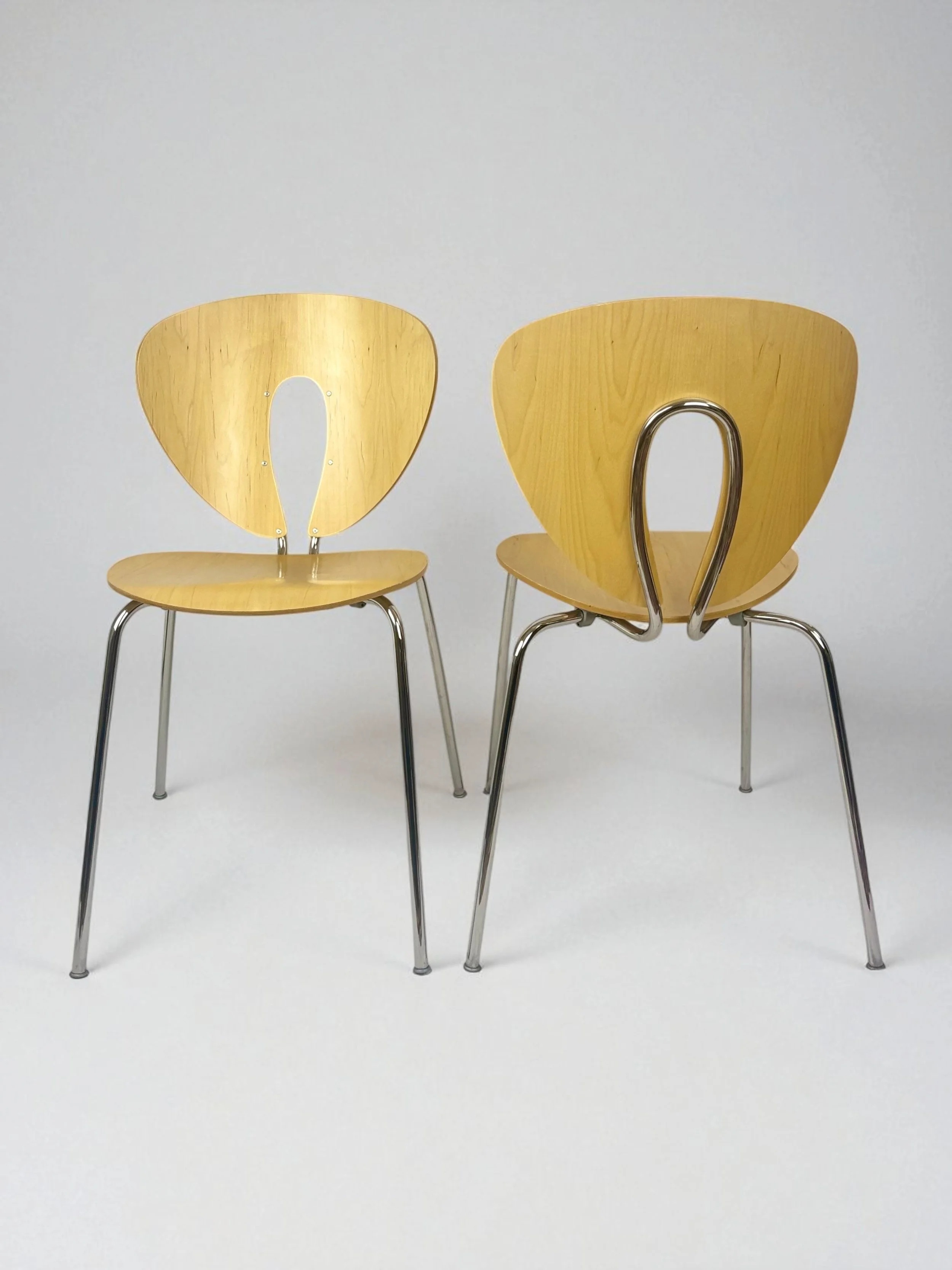 STUA Globus Chairs in Oak and Chromed Steel