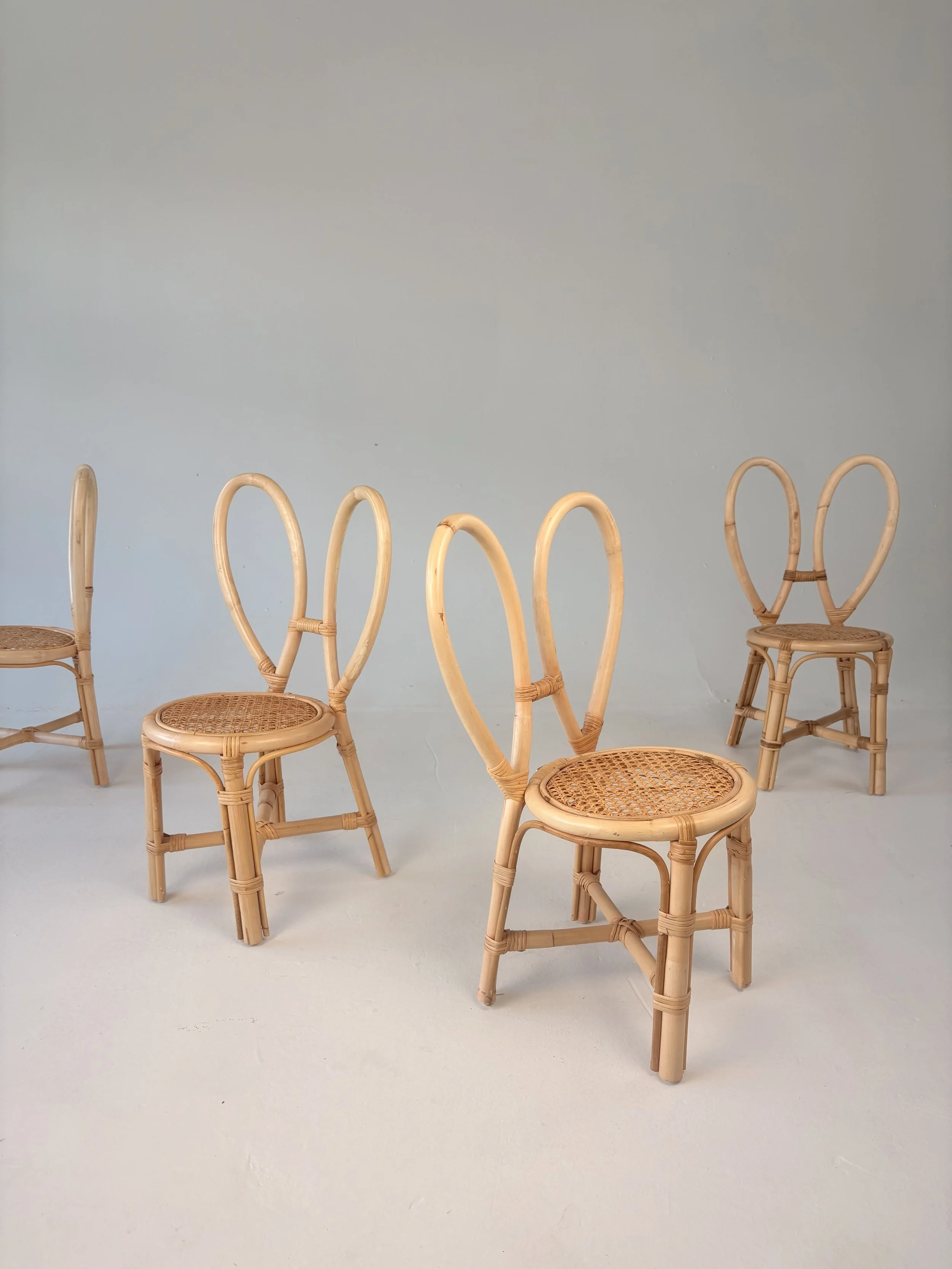 Rattan "Bunny" Children’s Chairs, Set of 2