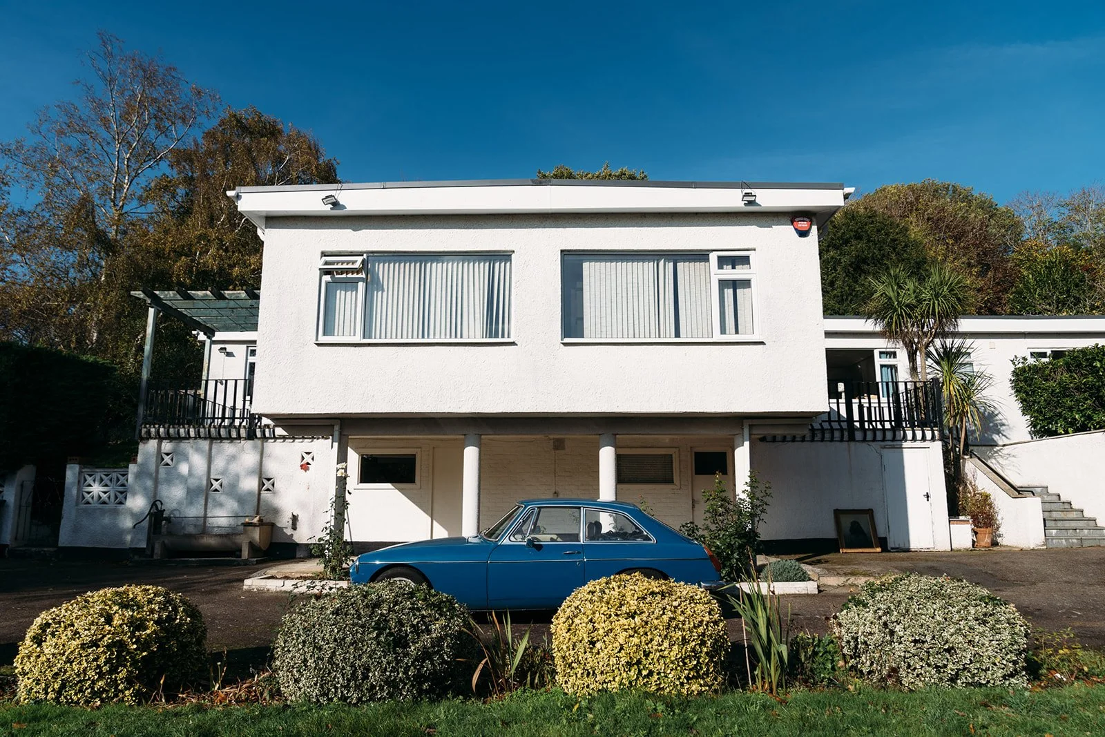 Follywood - Photoshoot, film location UK, Kent. Retro Mid-century interior design with swimming pool