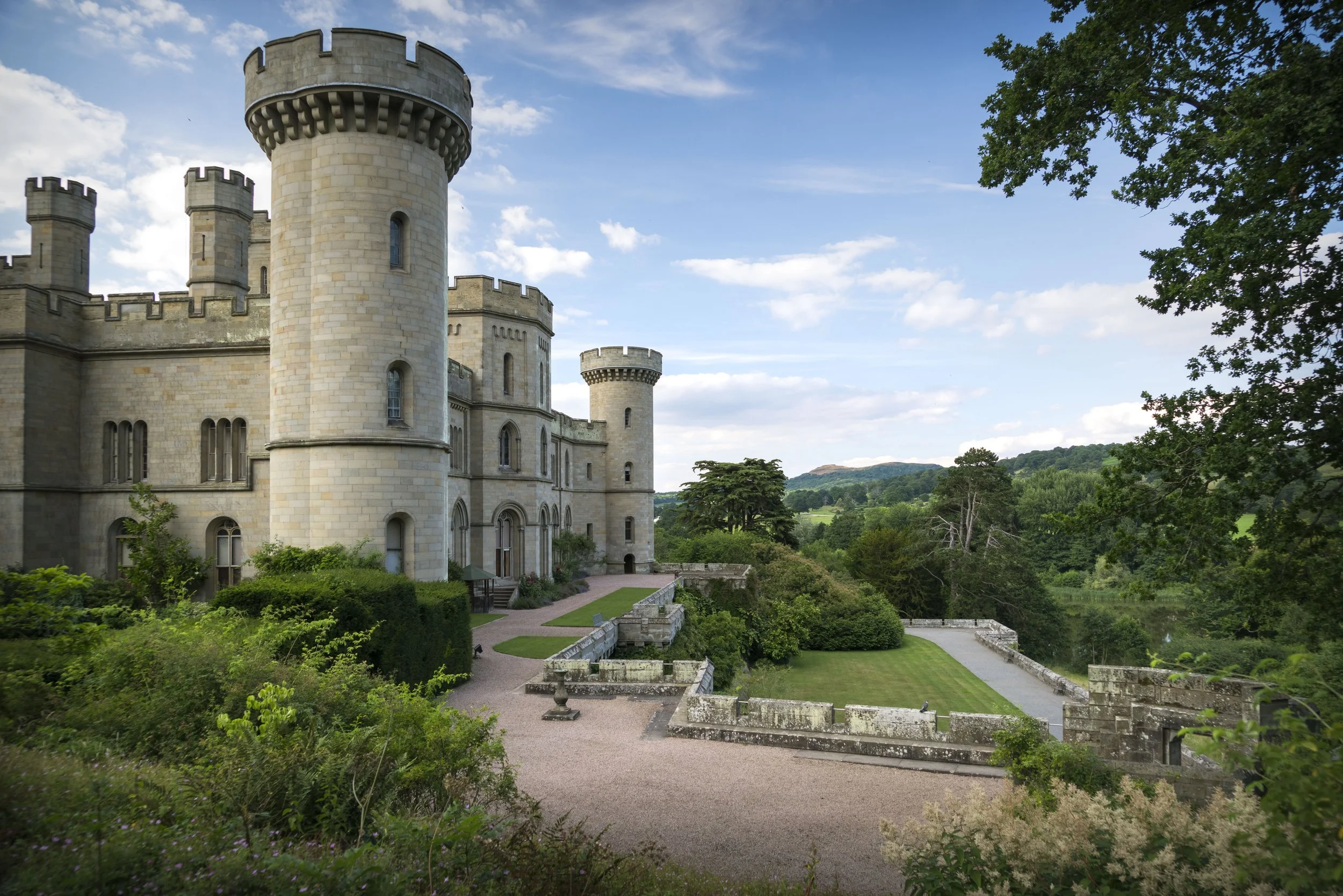 Malvern Fairytale - Photoshoot, film location UK, Herefordshire. A romantic, fairytale Victorian Castle built in 1807, with colourful Pugin gothic revival interior. The property boasts a spacious Great Hall with high ceiling and decorative features a