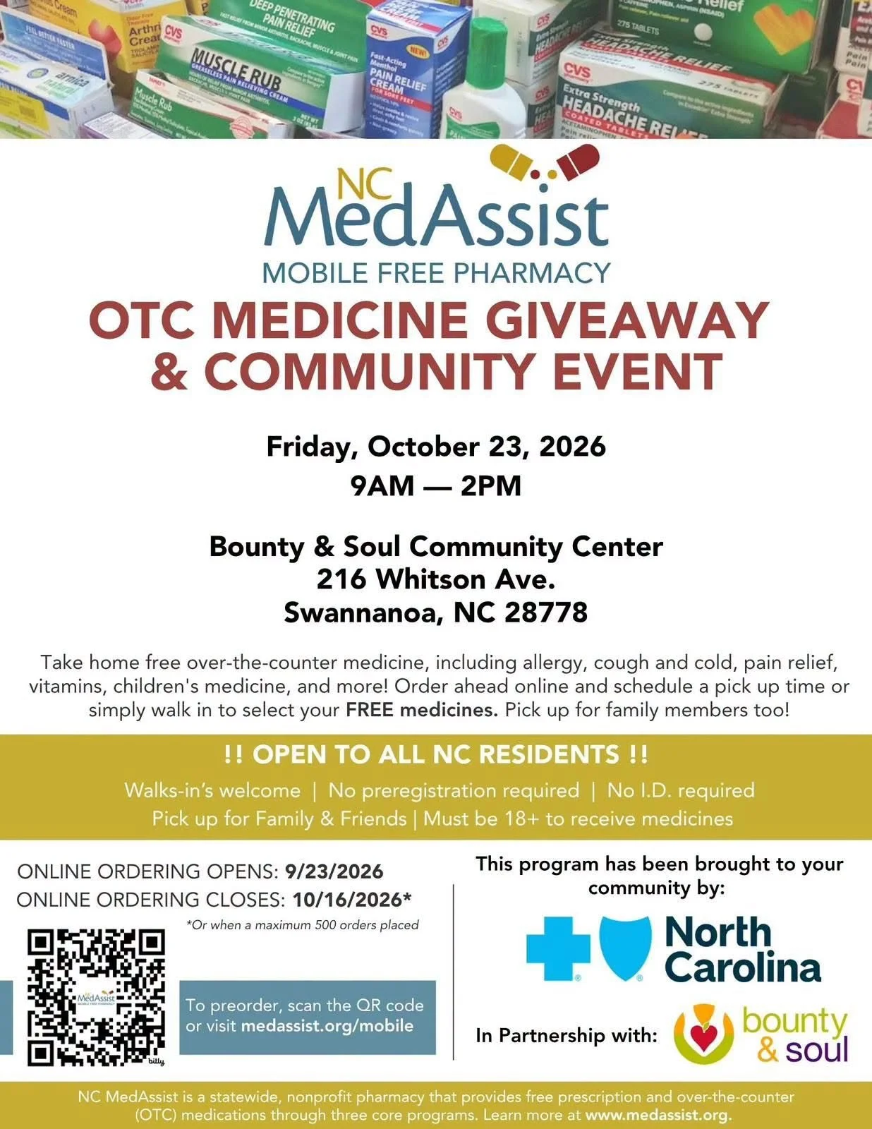 Over the counter medicine giveaway event